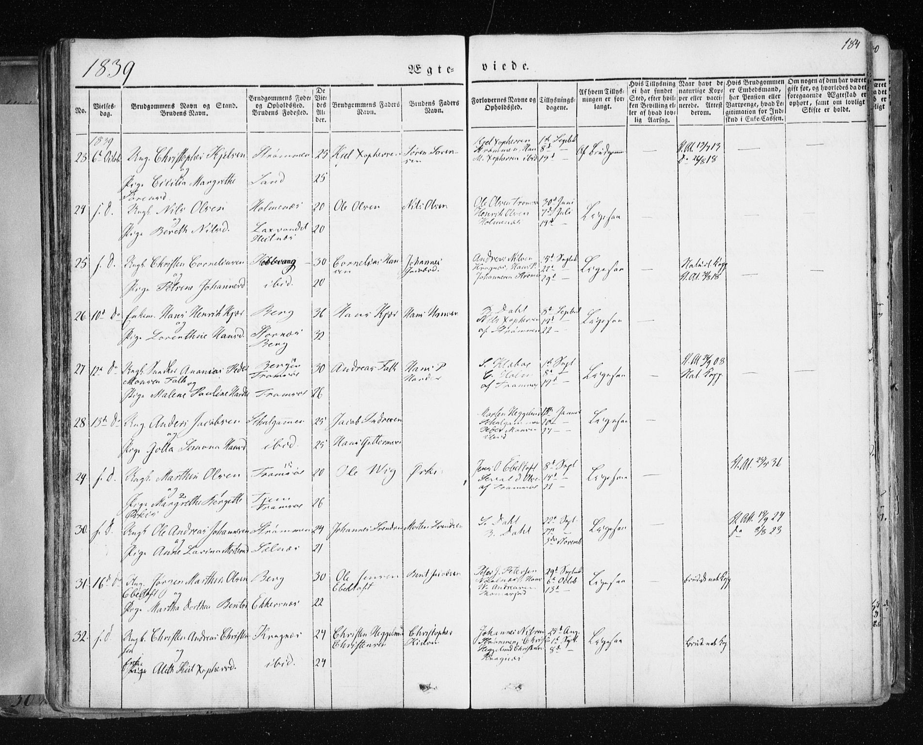 Tromsø sokneprestkontor/stiftsprosti/domprosti, AV/SATØ-S-1343/G/Ga/L0009kirke: Ministerialbok nr. 9, 1837-1847, s. 184