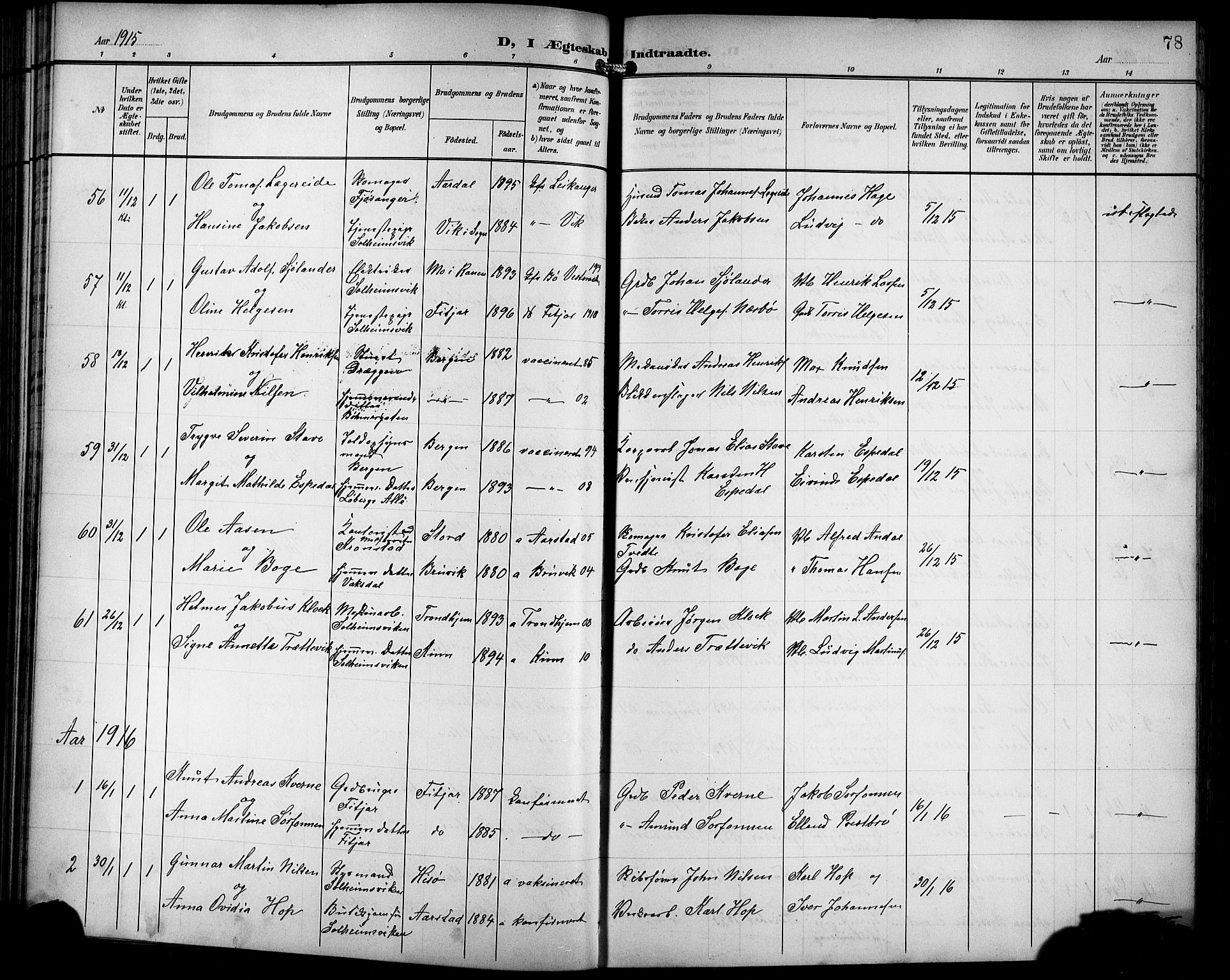 Årstad Sokneprestembete, AV/SAB-A-79301/H/Hab/L0018: Klokkerbok nr. C 1, 1902-1919, s. 78