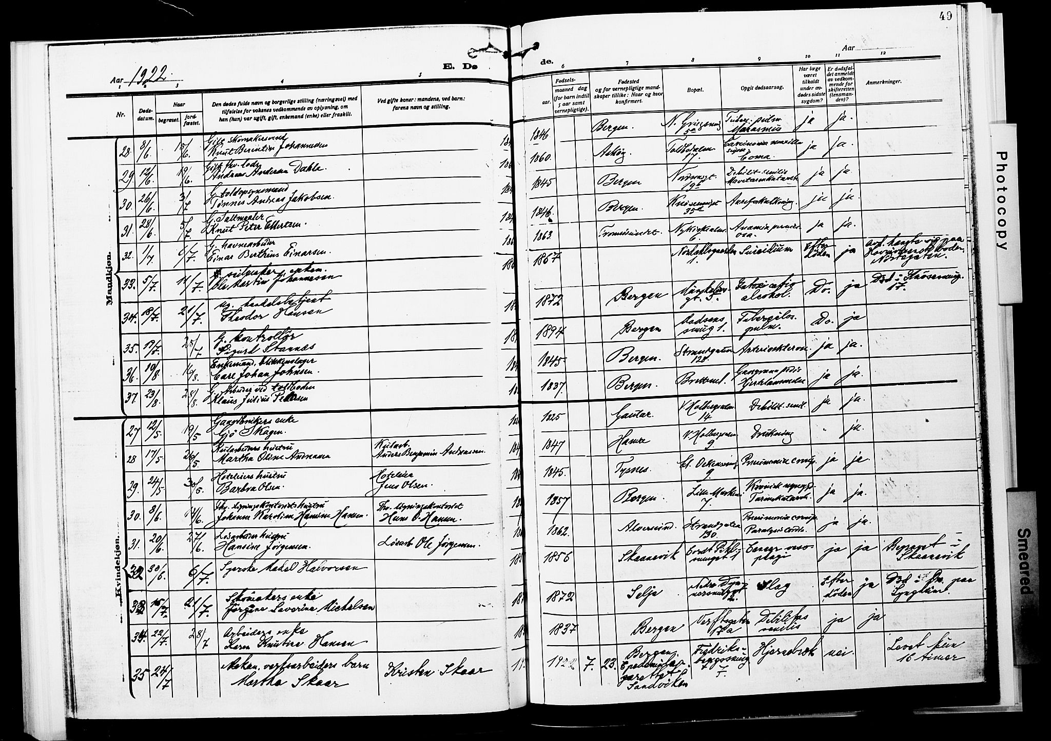 Nykirken Sokneprestembete, AV/SAB-A-77101/H/Hab: Klokkerbok nr. E 2, 1918-1924, s. 49