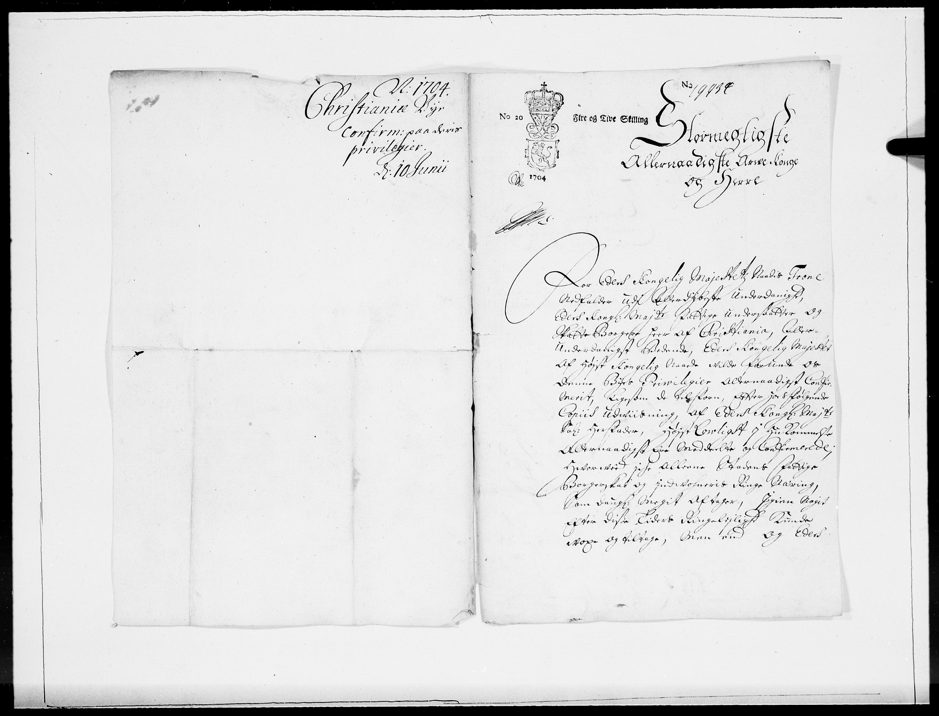 Danske Kanselli 1572-1799, AV/RA-EA-3023/F/Fc/Fcc/Fcca/L0057: Norske innlegg 1572-1799, 1704, s. 50