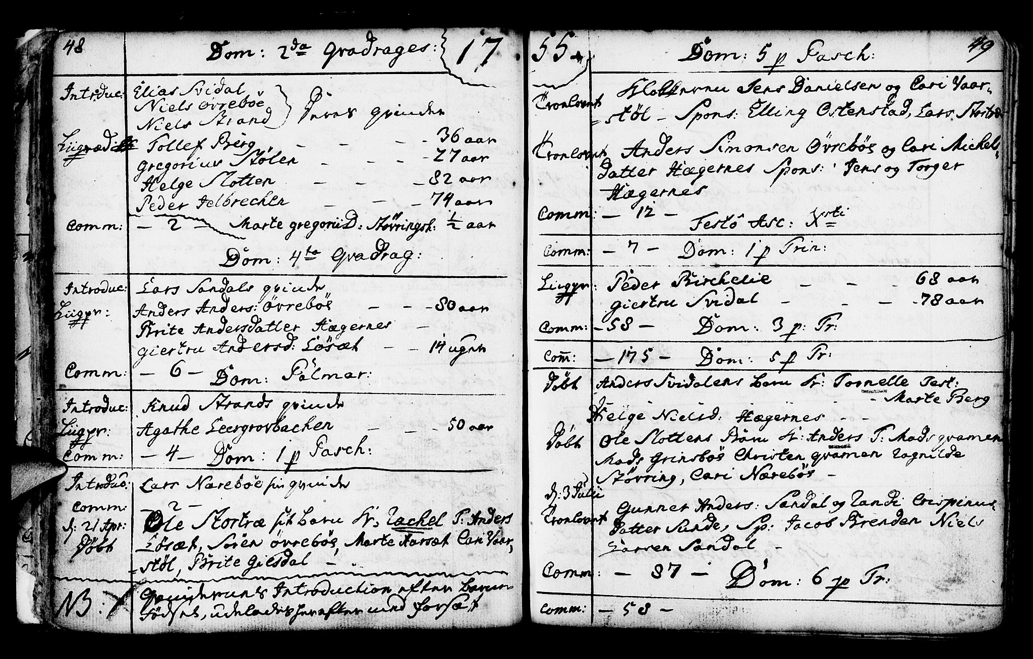 Jølster sokneprestembete, AV/SAB-A-80701/H/Haa/Haaa/L0003: Ministerialbok nr. A 3, 1748-1789, s. 48-49