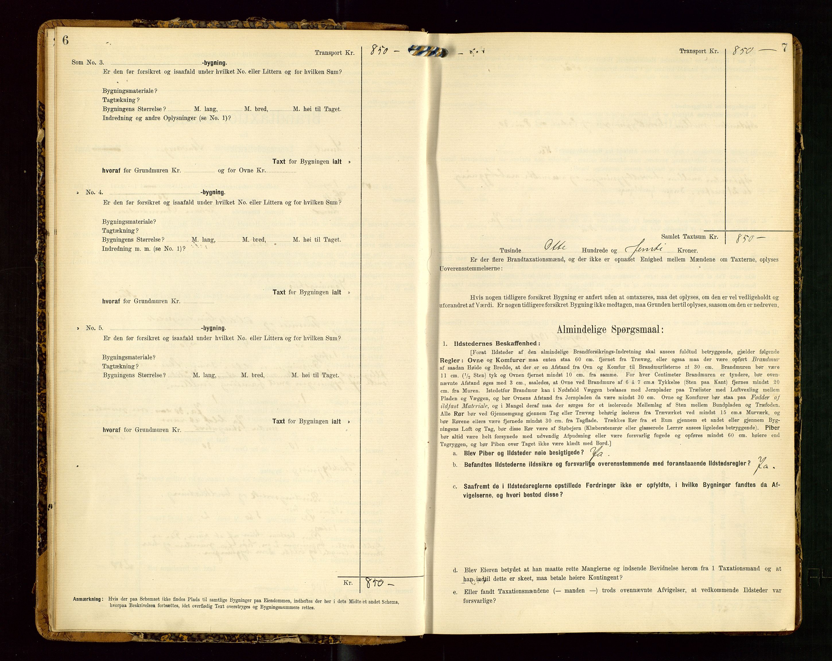 Lund lensmannskontor, SAST/A-100303/Gob/L0002: "Brandtakstprotokol", 1908-1918, s. 6-7