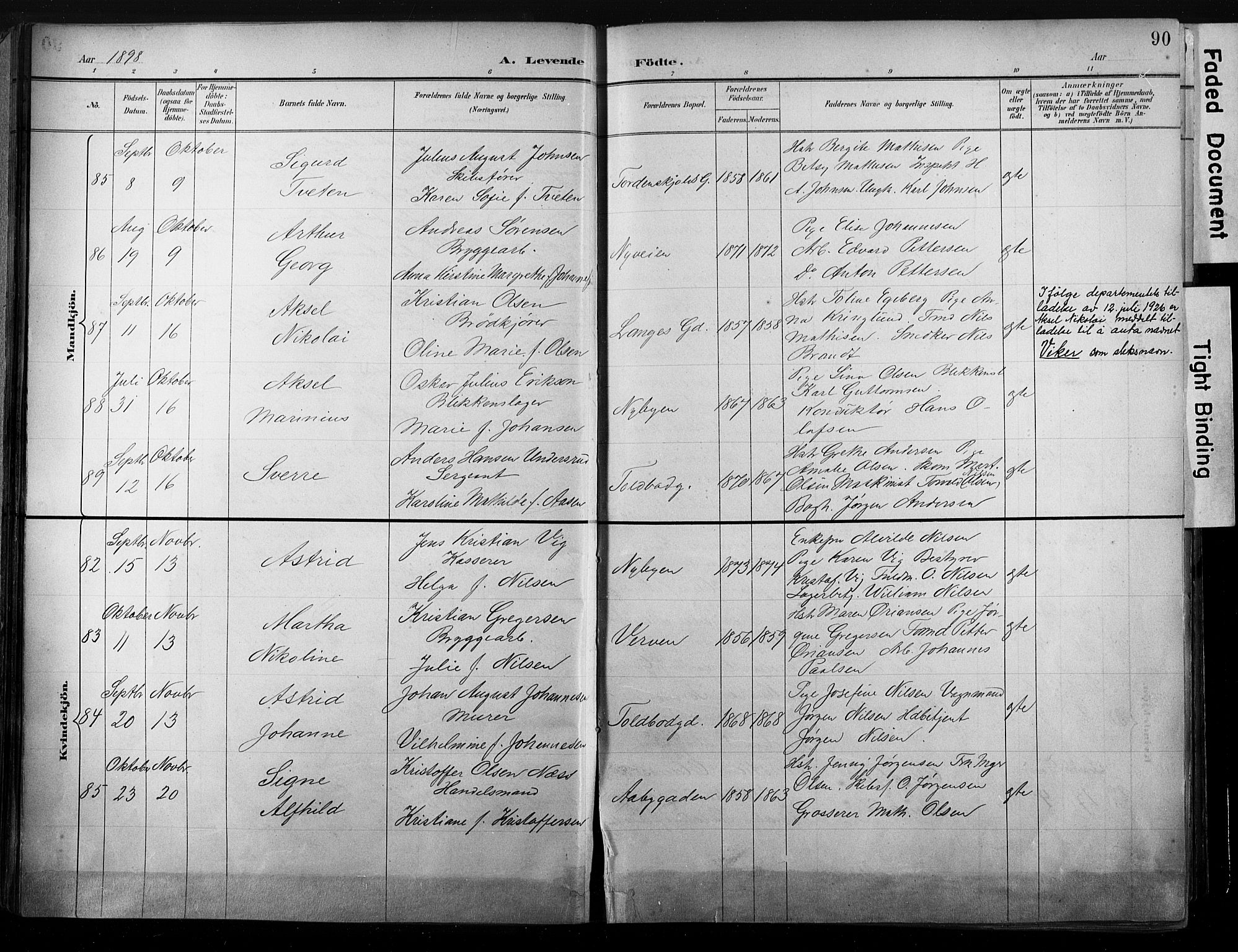 Strømsø kirkebøker, AV/SAKO-A-246/G/Ga/L0003: Klokkerbok nr. 3, 1894-1904, s. 90