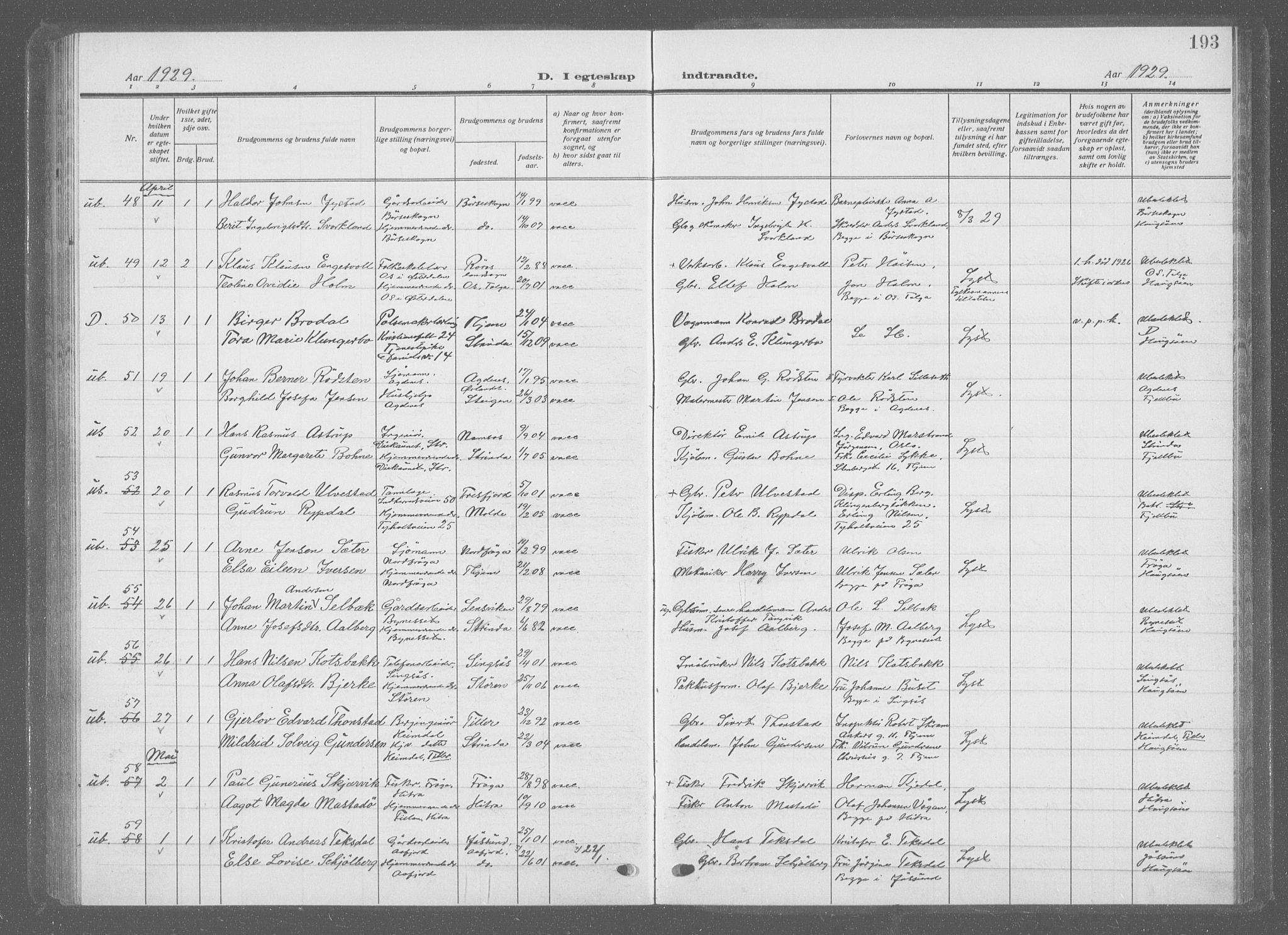 Ministerialprotokoller, klokkerbøker og fødselsregistre - Sør-Trøndelag, SAT/A-1456/601/L0098: Klokkerbok nr. 601C16, 1921-1934, s. 193