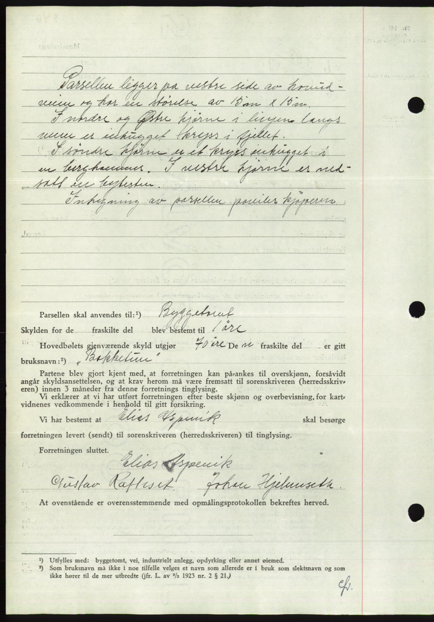 Søre Sunnmøre sorenskriveri, AV/SAT-A-4122/1/2/2C/L0063: Pantebok nr. 57, 1937-1937, Dagboknr: 988/1937