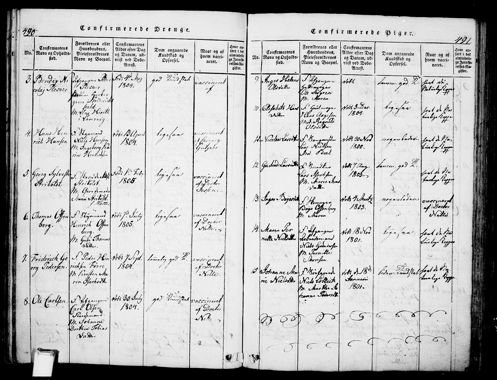 Skien kirkebøker, AV/SAKO-A-302/G/Ga/L0002: Klokkerbok nr. 2, 1814-1842, s. 490-491