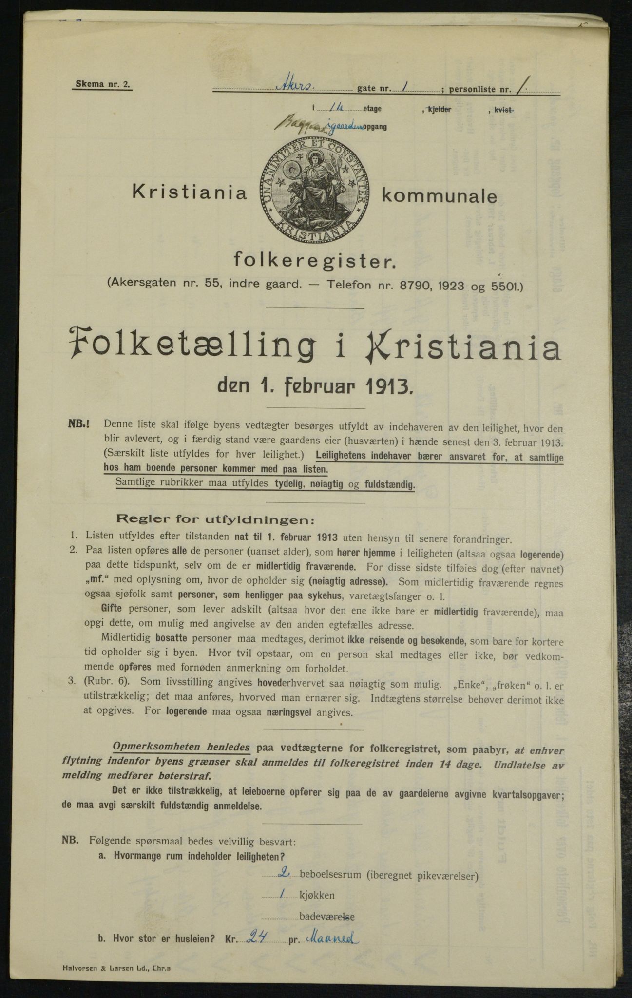 OBA, Kommunal folketelling 1.2.1913 for Kristiania, 1913, s. 321