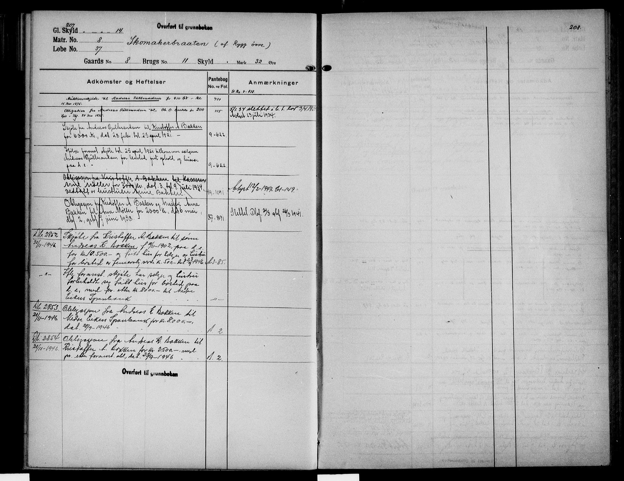 Eiker, Modum og Sigdal sorenskriveri, AV/SAKO-A-123/G/Gb/Gbf/L0001: Panteregister nr. VI 1, s. 207-208