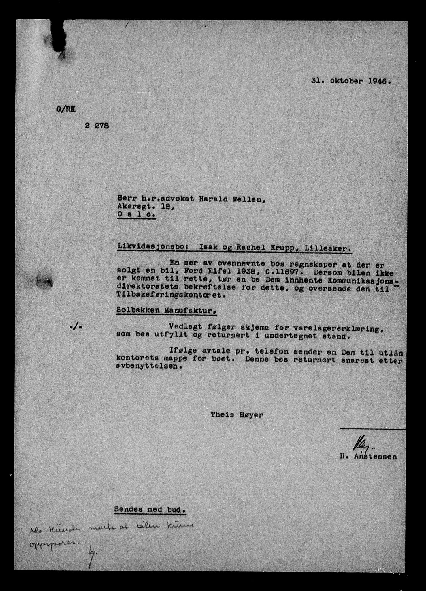 Justisdepartementet, Tilbakeføringskontoret for inndratte formuer, AV/RA-S-1564/H/Hc/Hcc/L0953: --, 1945-1947, s. 611