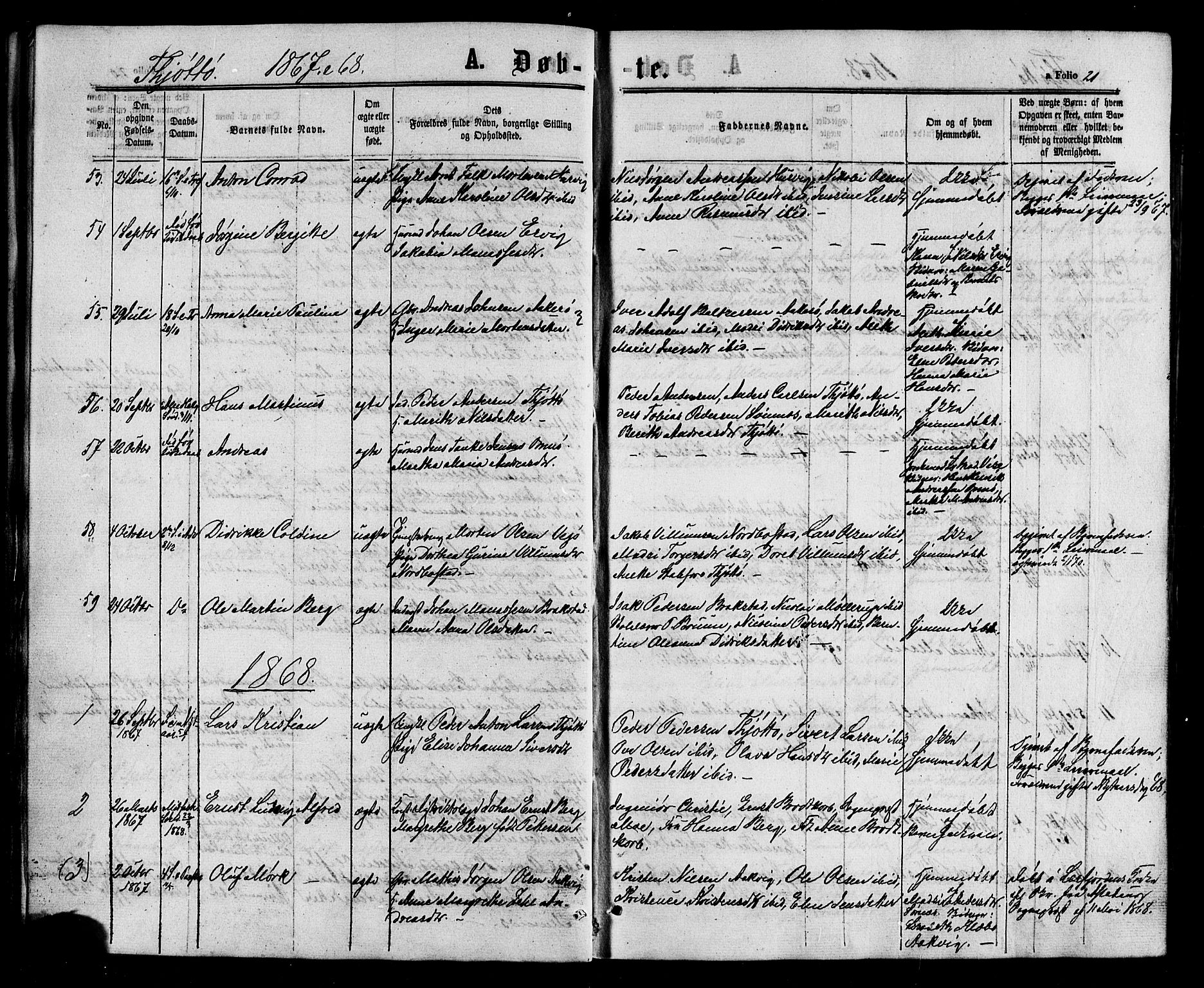 Ministerialprotokoller, klokkerbøker og fødselsregistre - Nordland, SAT/A-1459/817/L0262: Ministerialbok nr. 817A03/ 1, 1862-1877, s. 21