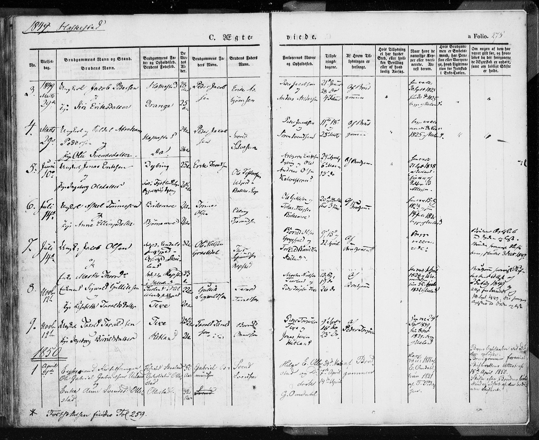 Lund sokneprestkontor, AV/SAST-A-101809/S06/L0007: Ministerialbok nr. A 7.1, 1833-1854, s. 275