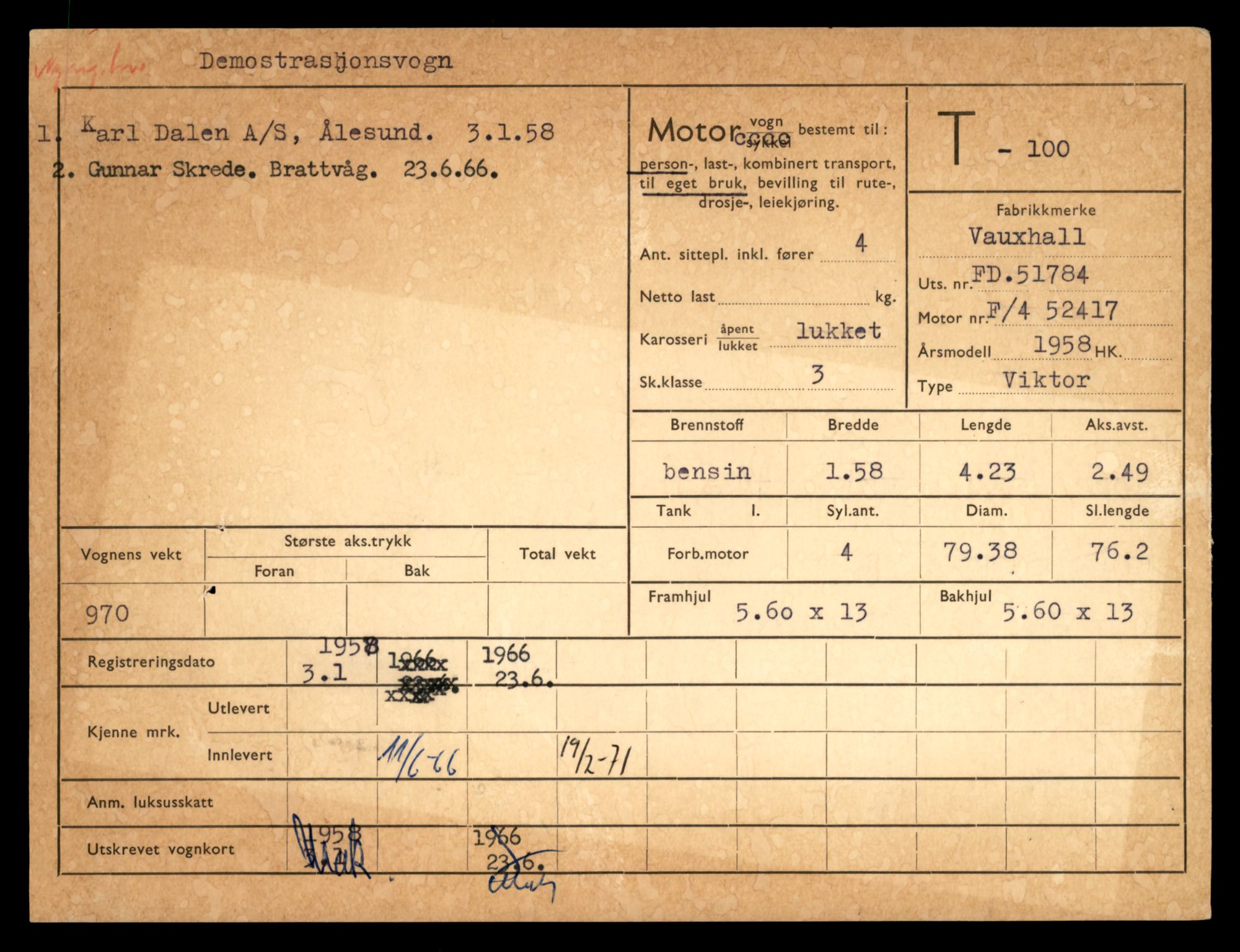 Møre og Romsdal vegkontor - Ålesund trafikkstasjon, AV/SAT-A-4099/F/Fe/L0001: Registreringskort for kjøretøy T 3 - T 127, 1927-1998, s. 2031