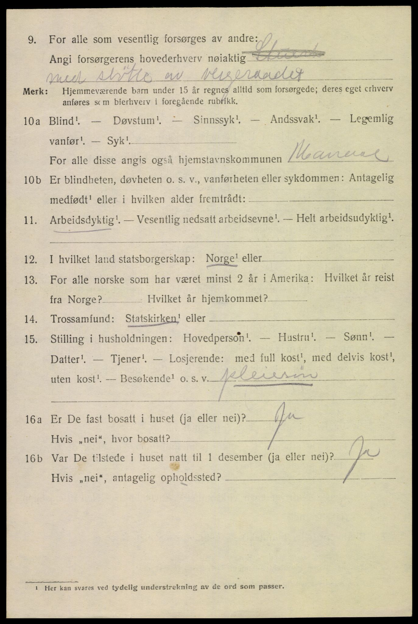SAK, Folketelling 1920 for 1002 Mandal ladested, 1920, s. 8174