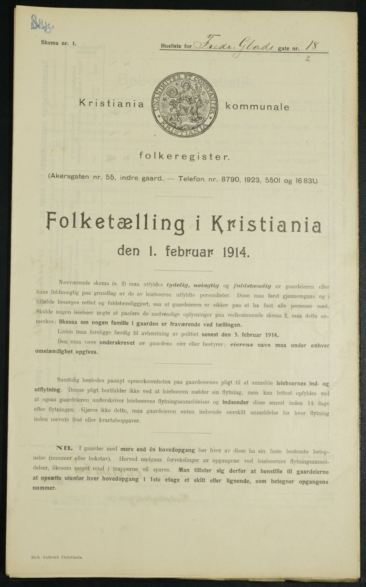 OBA, Kommunal folketelling 1.2.1914 for Kristiania, 1914, s. 26721