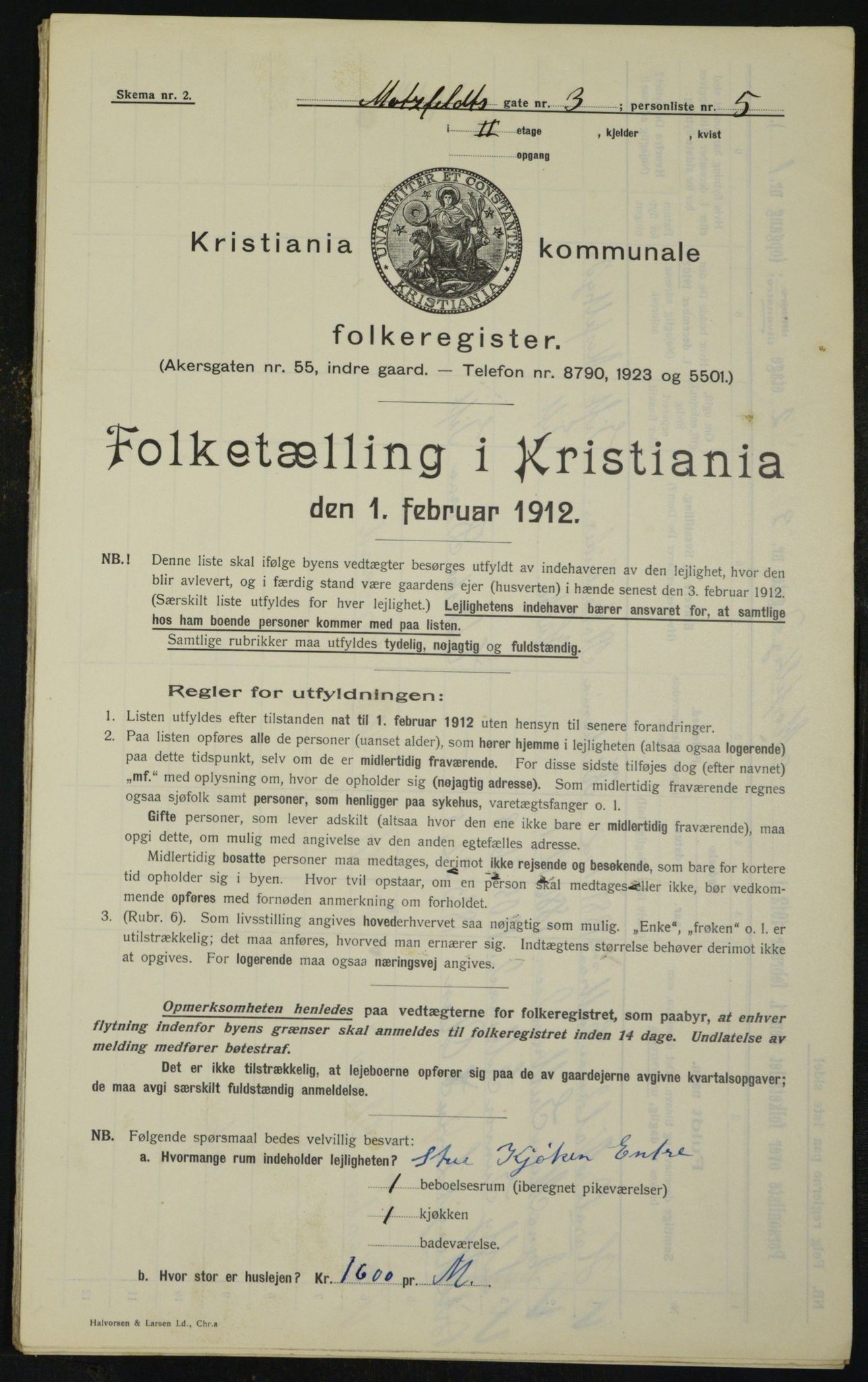 OBA, Kommunal folketelling 1.2.1912 for Kristiania, 1912, s. 66415