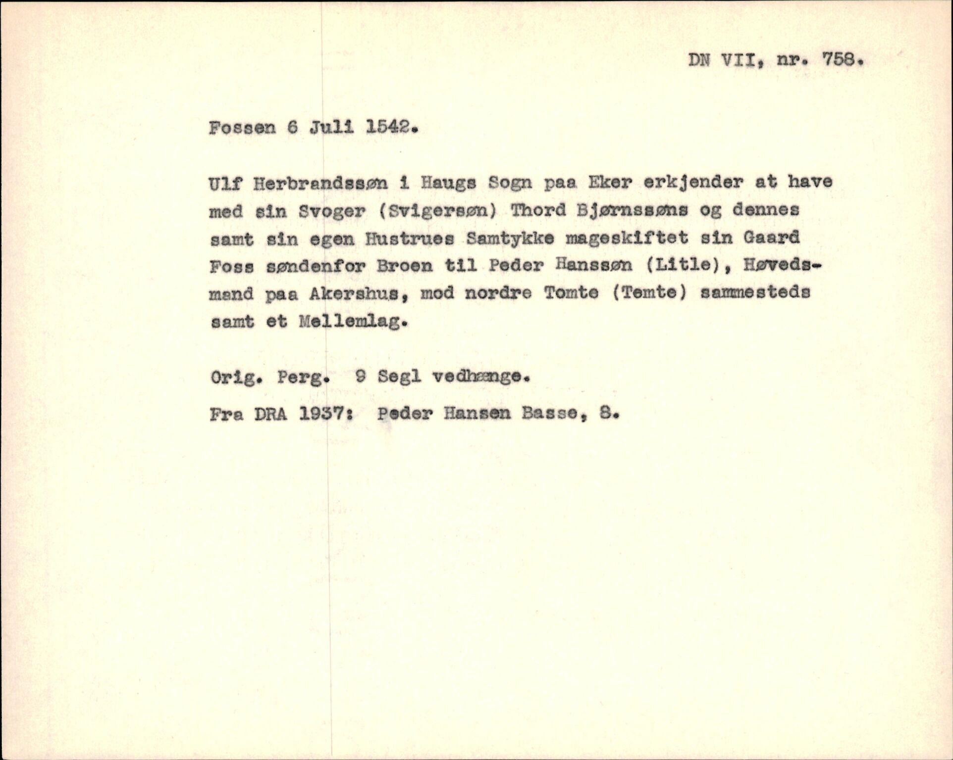 Riksarkivets diplomsamling, AV/RA-EA-5965/F35/F35f/L0002: Regestsedler: Diplomer fra DRA 1937 og 1996, s. 215