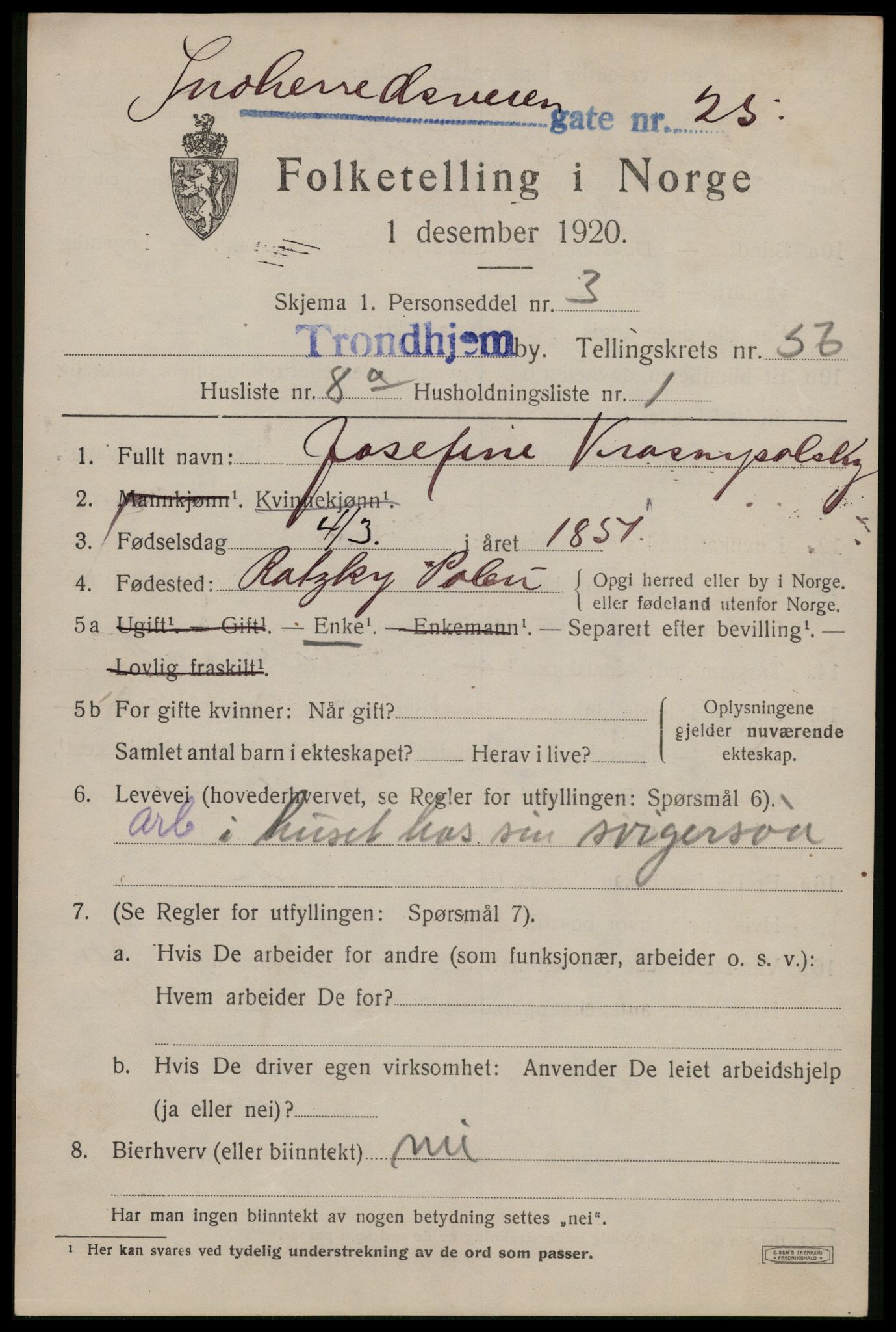SAT, Folketelling 1920 for 1601 Trondheim kjøpstad, 1920, s. 112250