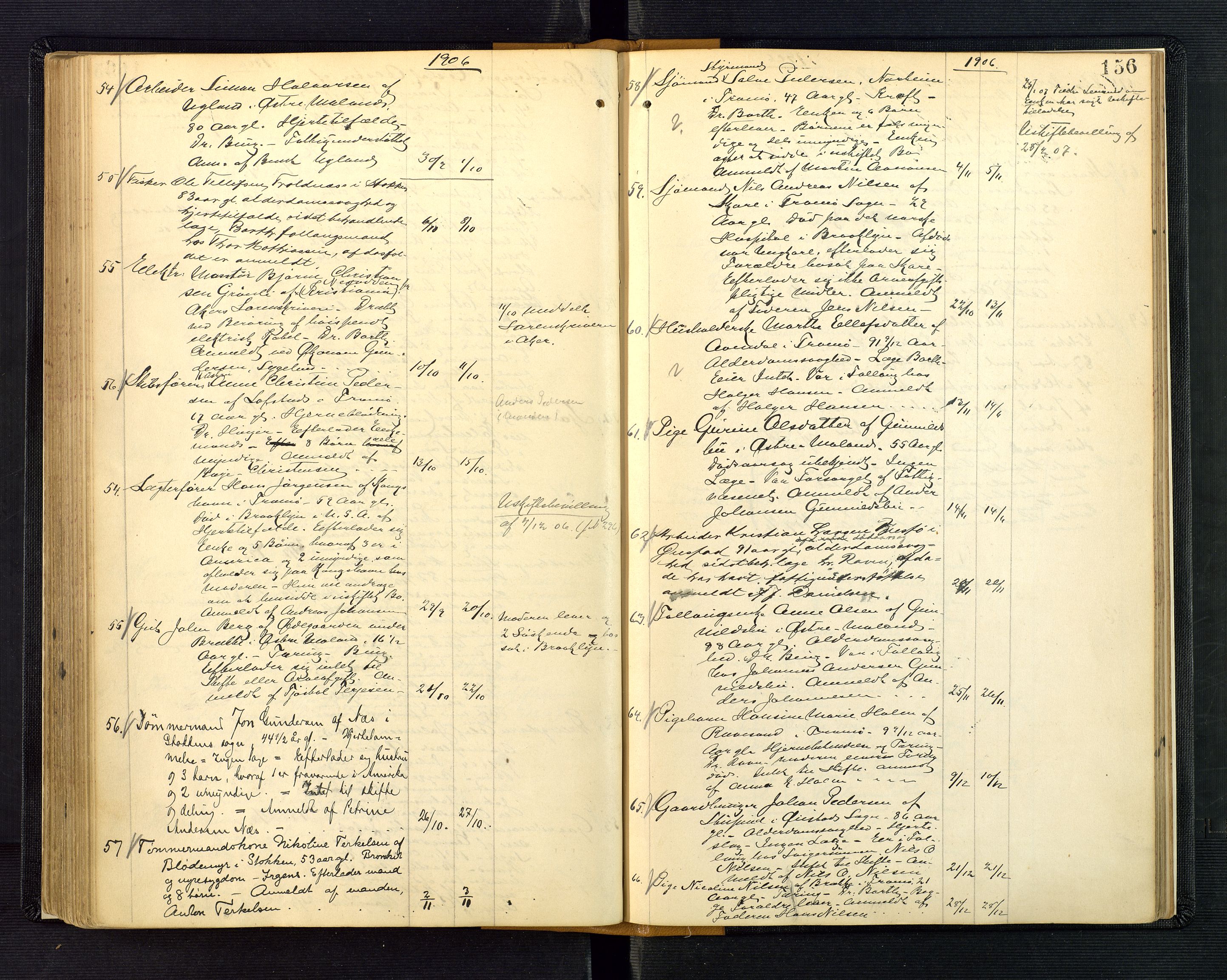 Nedenes sorenskriveri, SAK/1221-0006/H/Ha/L0003: Dødsfallsprotokoll nr 3, 1890-1914, s. 156