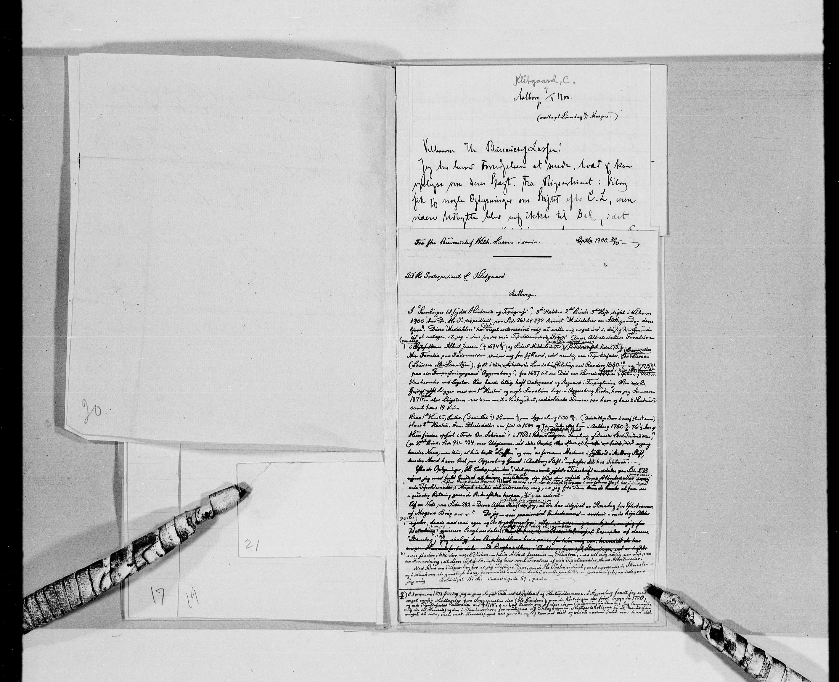 Lassens samlinger, AV/RA-PA-0051/G/L0099: Alfabetisk ordnede brev til Wilhelm Lassen: Keyser - Nissen, 1815-1907, s. 29