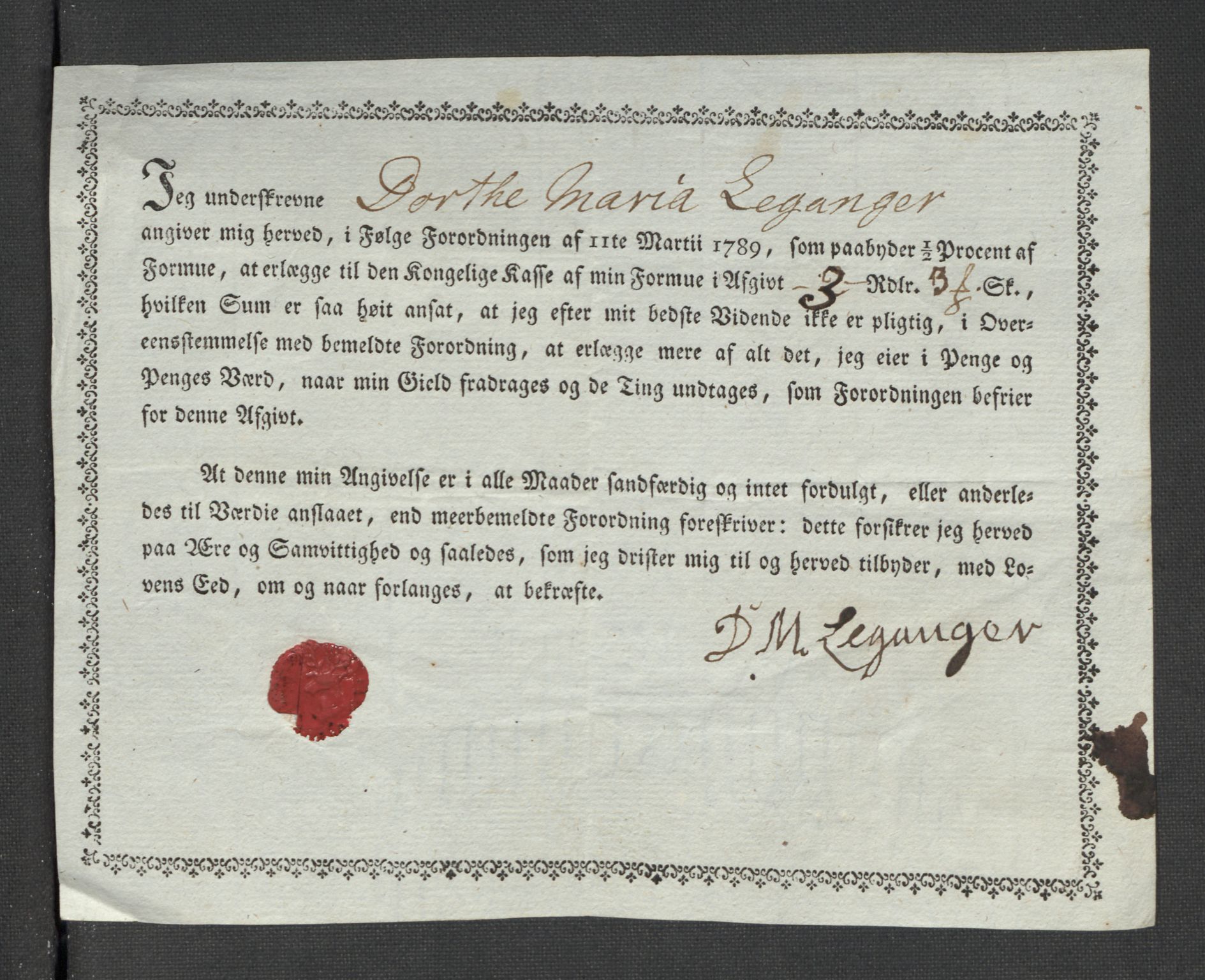 Rentekammeret inntil 1814, Reviderte regnskaper, Mindre regnskaper, AV/RA-EA-4068/Rf/Rfe/L0056:  Ytre og Indre Sogn fogderi, 1789, s. 360