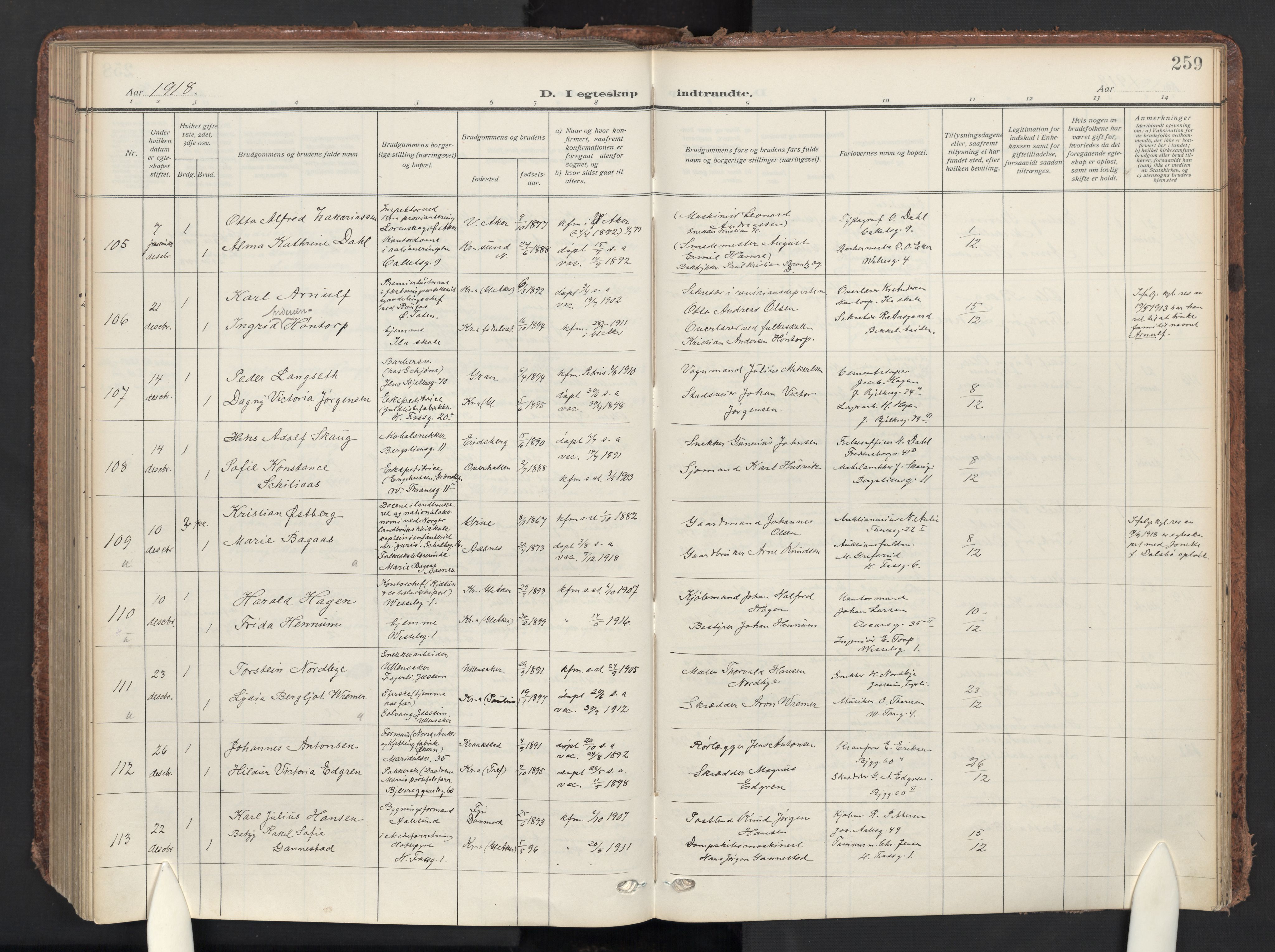 Gamle Aker prestekontor Kirkebøker, AV/SAO-A-10617a/F/L0015: Ministerialbok nr. 15, 1911-1924, s. 259