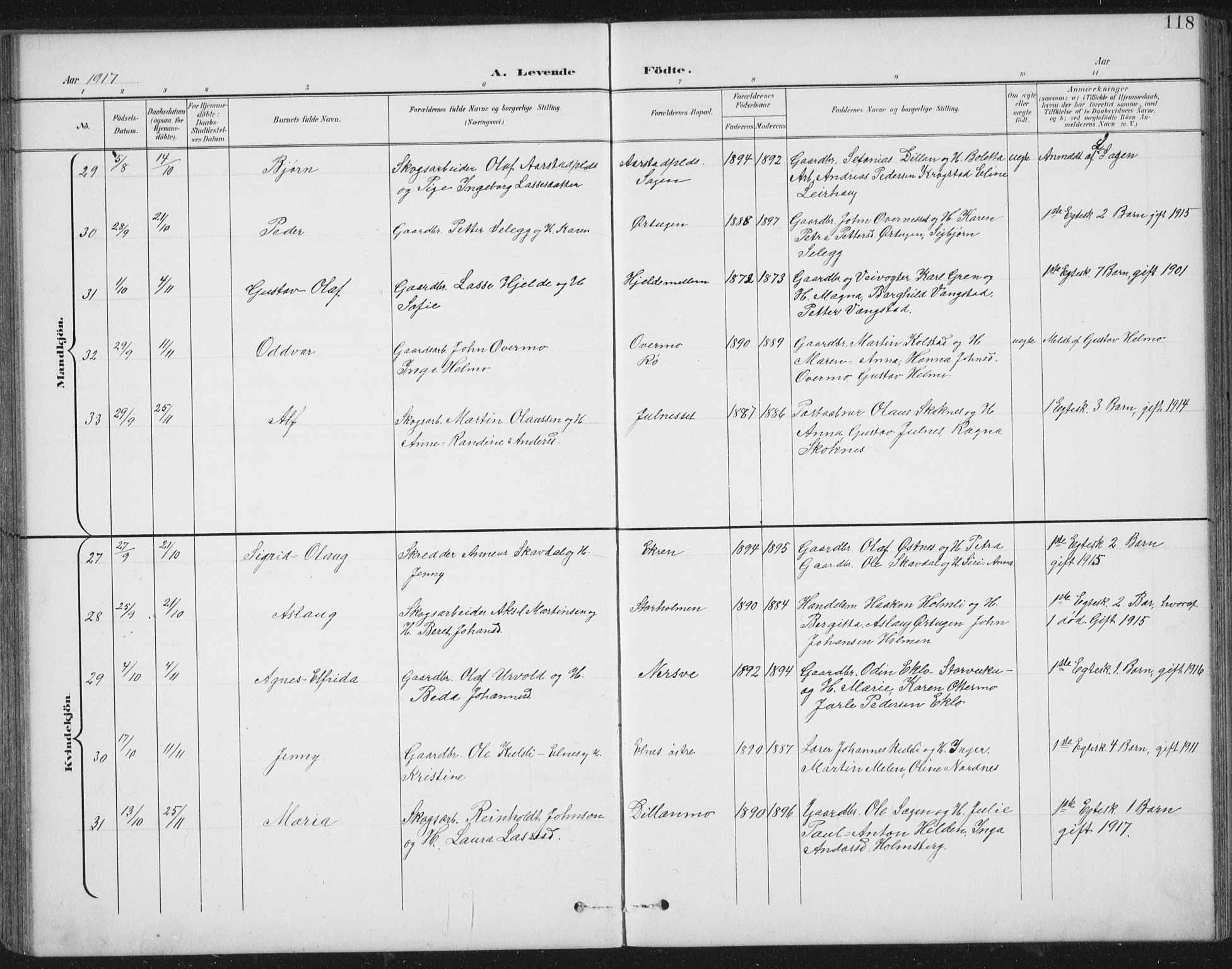 Ministerialprotokoller, klokkerbøker og fødselsregistre - Nord-Trøndelag, SAT/A-1458/724/L0269: Klokkerbok nr. 724C05, 1899-1920, s. 118