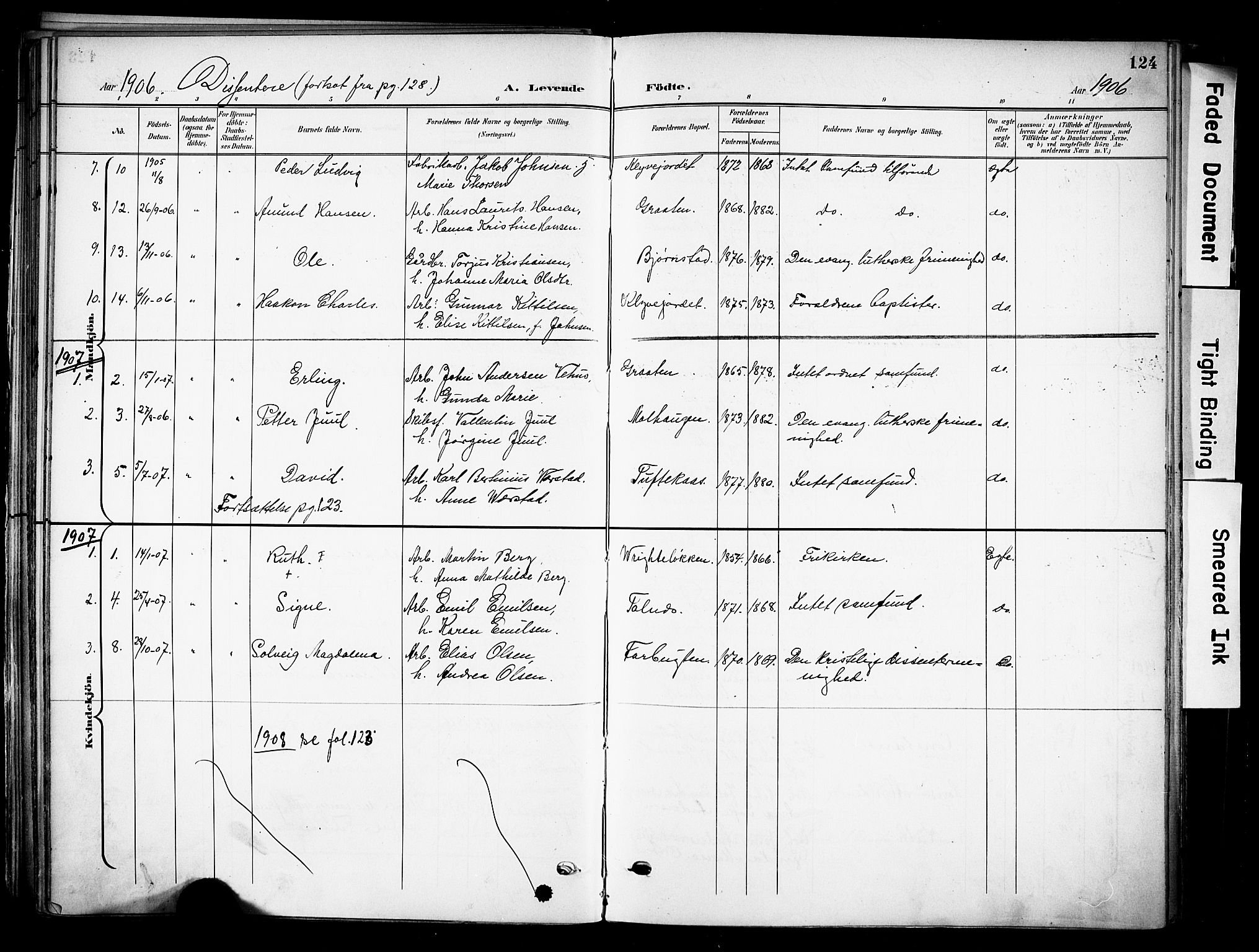 Solum kirkebøker, AV/SAKO-A-306/F/Fa/L0011: Ministerialbok nr. I 11, 1898-1909, s. 124