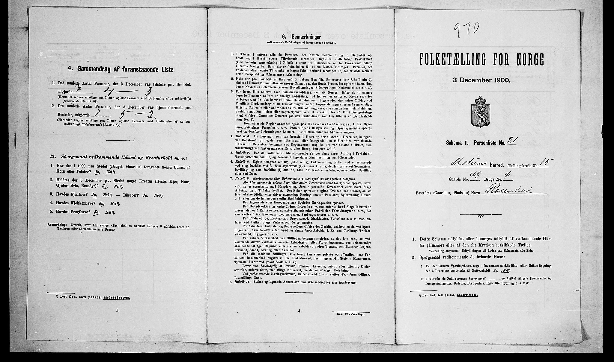 RA, Folketelling 1900 for 0623 Modum herred, 1900, s. 1921