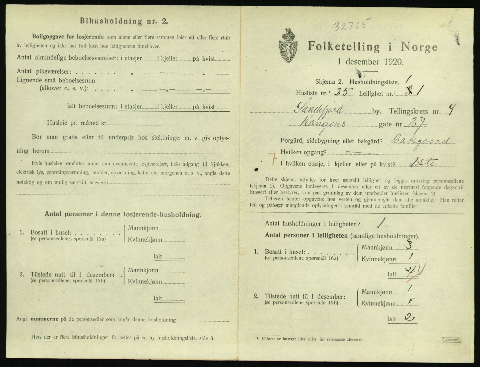 SAKO, Folketelling 1920 for 0706 Sandefjord kjøpstad, 1920, s. 3560