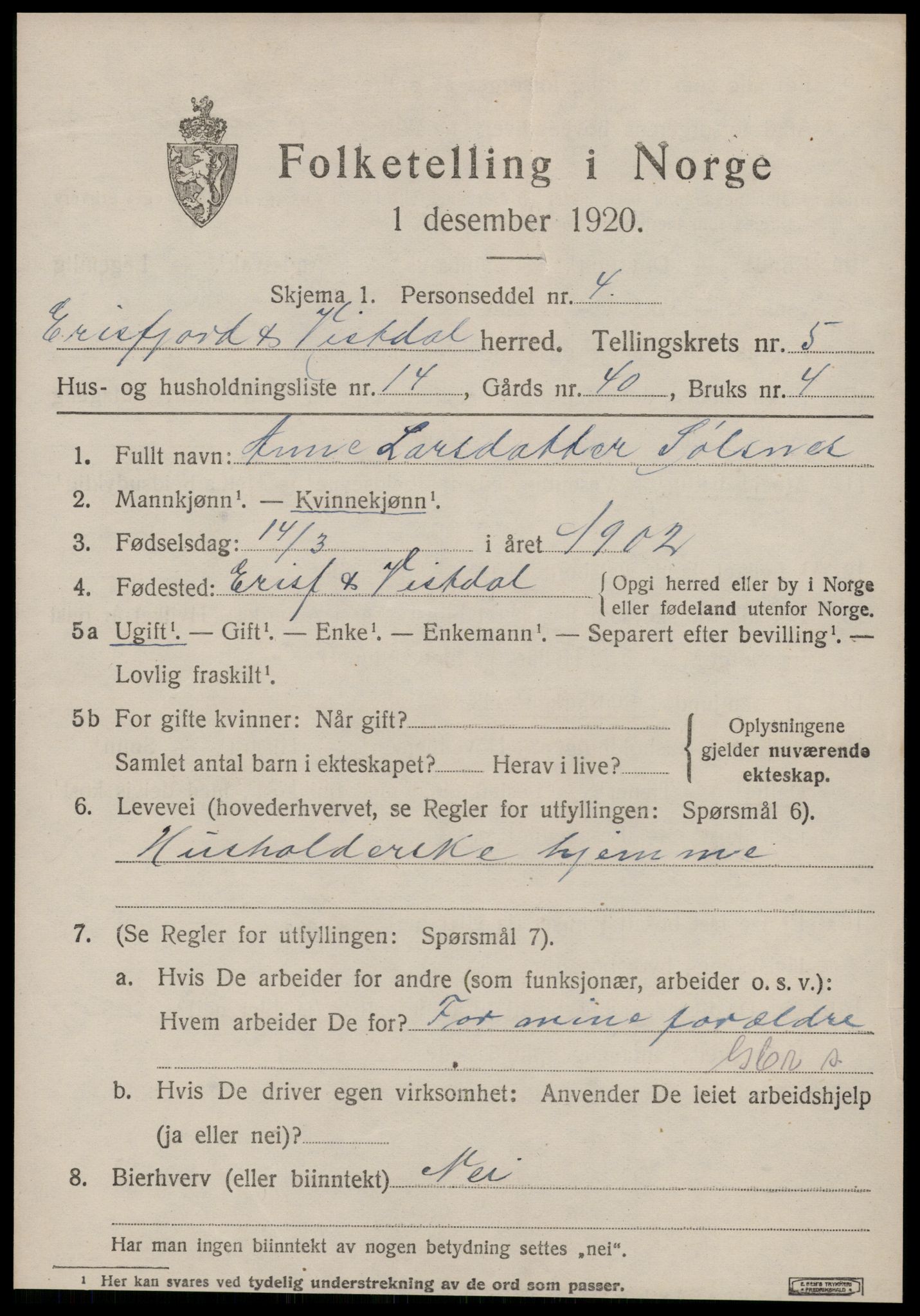 SAT, Folketelling 1920 for 1542 Eresfjord og Vistdal herred, 1920, s. 2665