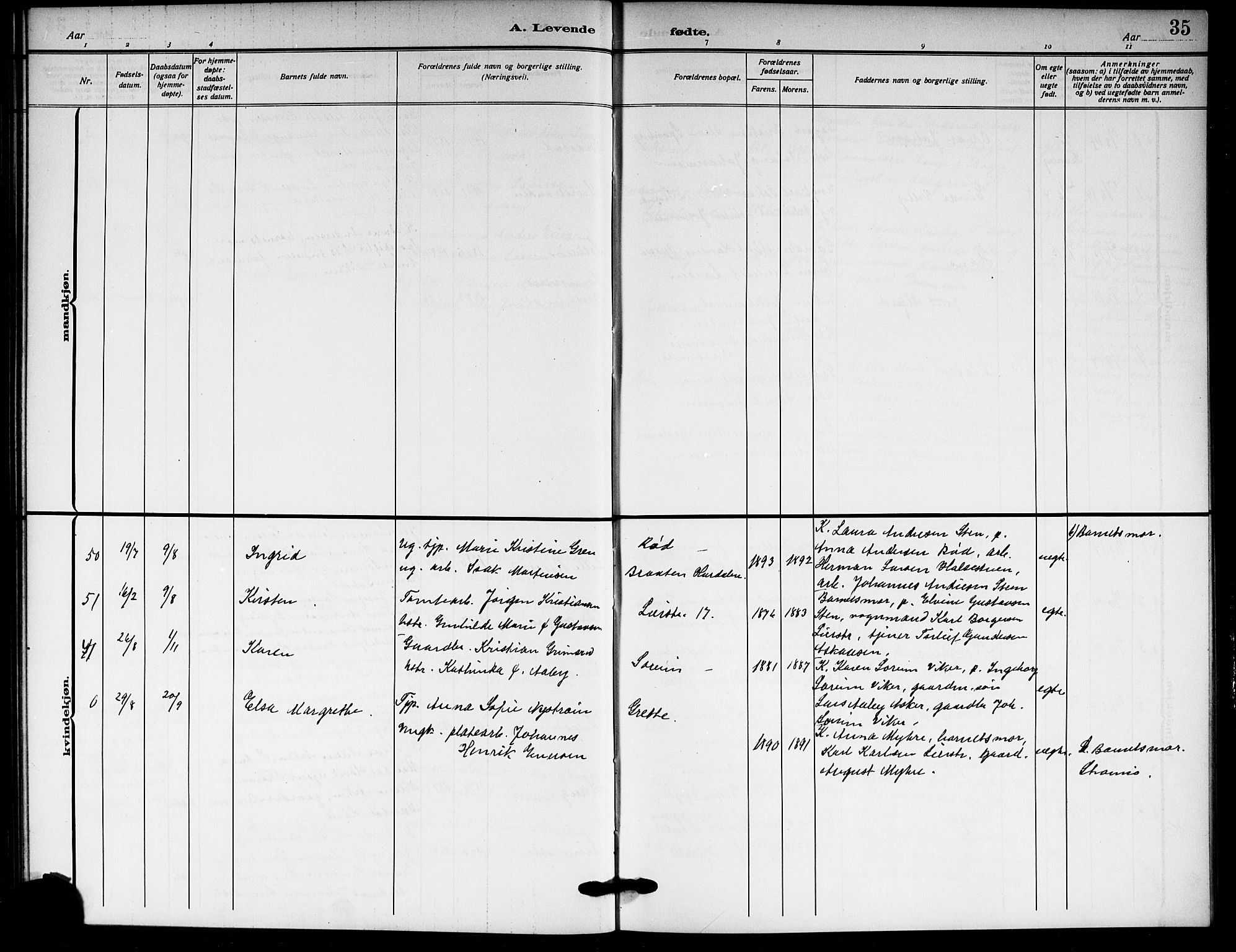 Lier kirkebøker, AV/SAKO-A-230/G/Gb/L0003: Klokkerbok nr. II 3, 1911-1919, s. 35