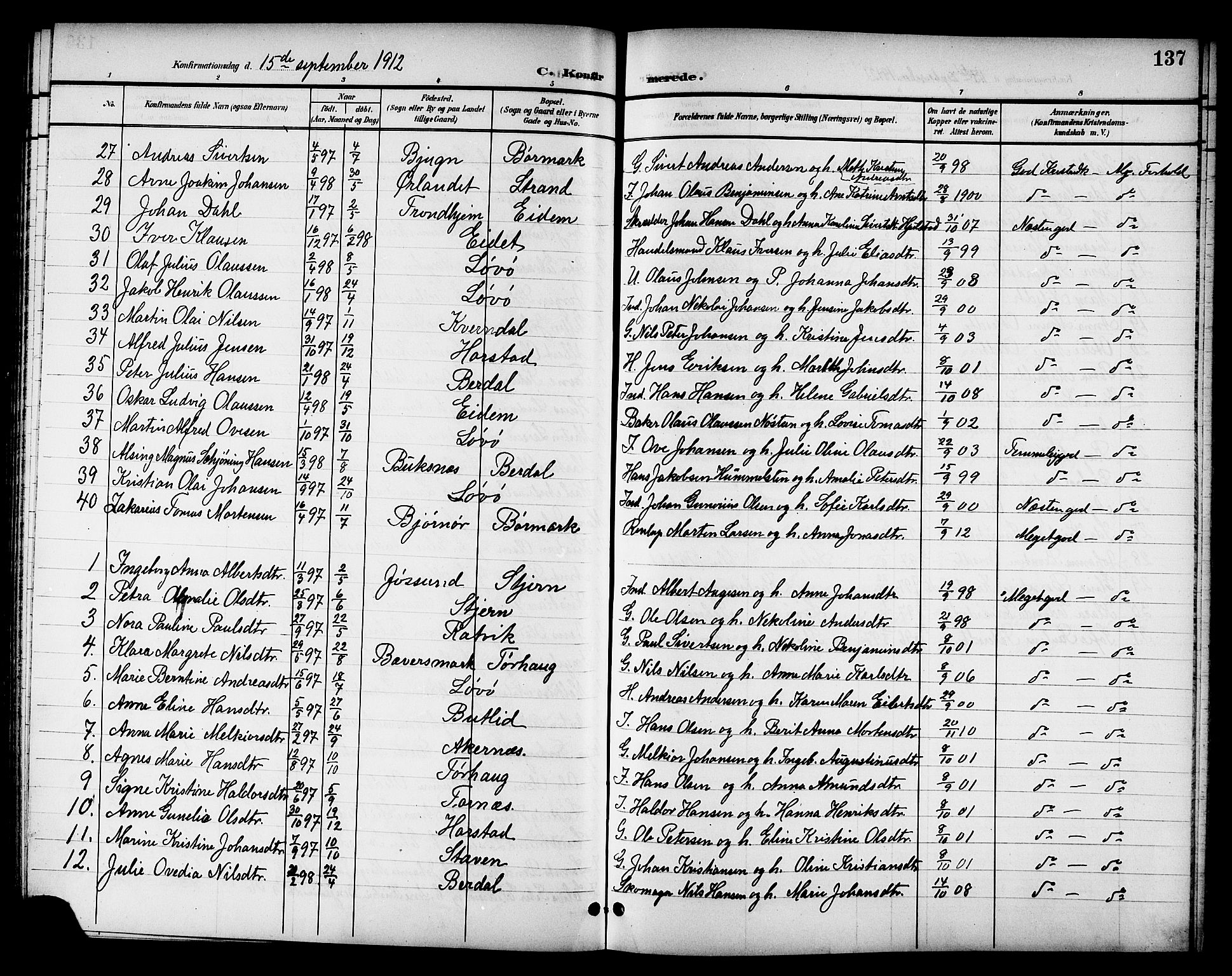 Ministerialprotokoller, klokkerbøker og fødselsregistre - Sør-Trøndelag, AV/SAT-A-1456/655/L0688: Klokkerbok nr. 655C04, 1899-1922, s. 137