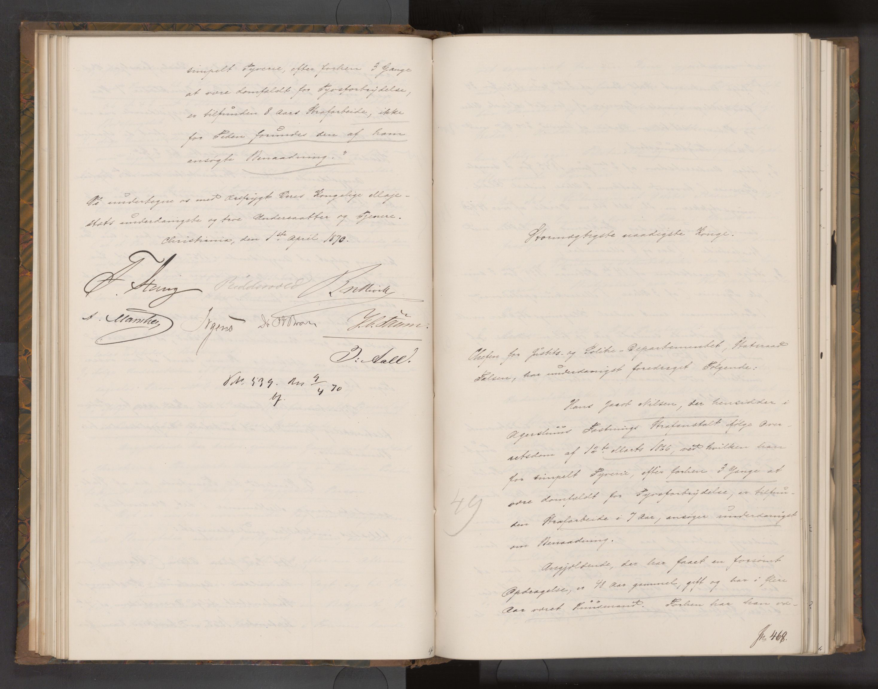 Statsrådsavdelingen i Stockholm, AV/RA-S-1003/D/Da/L0515: Regjeringsinnstillinger nr. 451-600, 1870