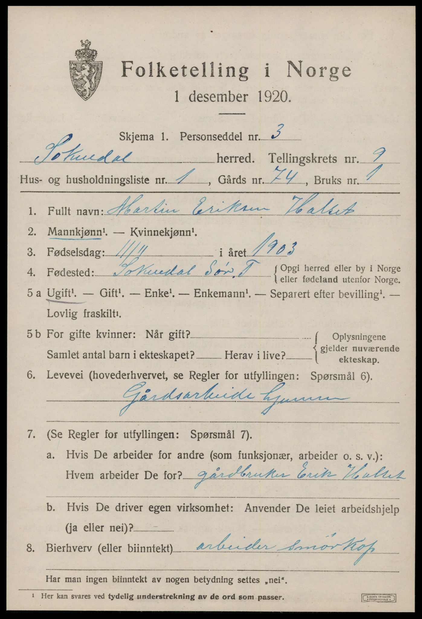 SAT, Folketelling 1920 for 1649 Soknedal herred, 1920, s. 4384