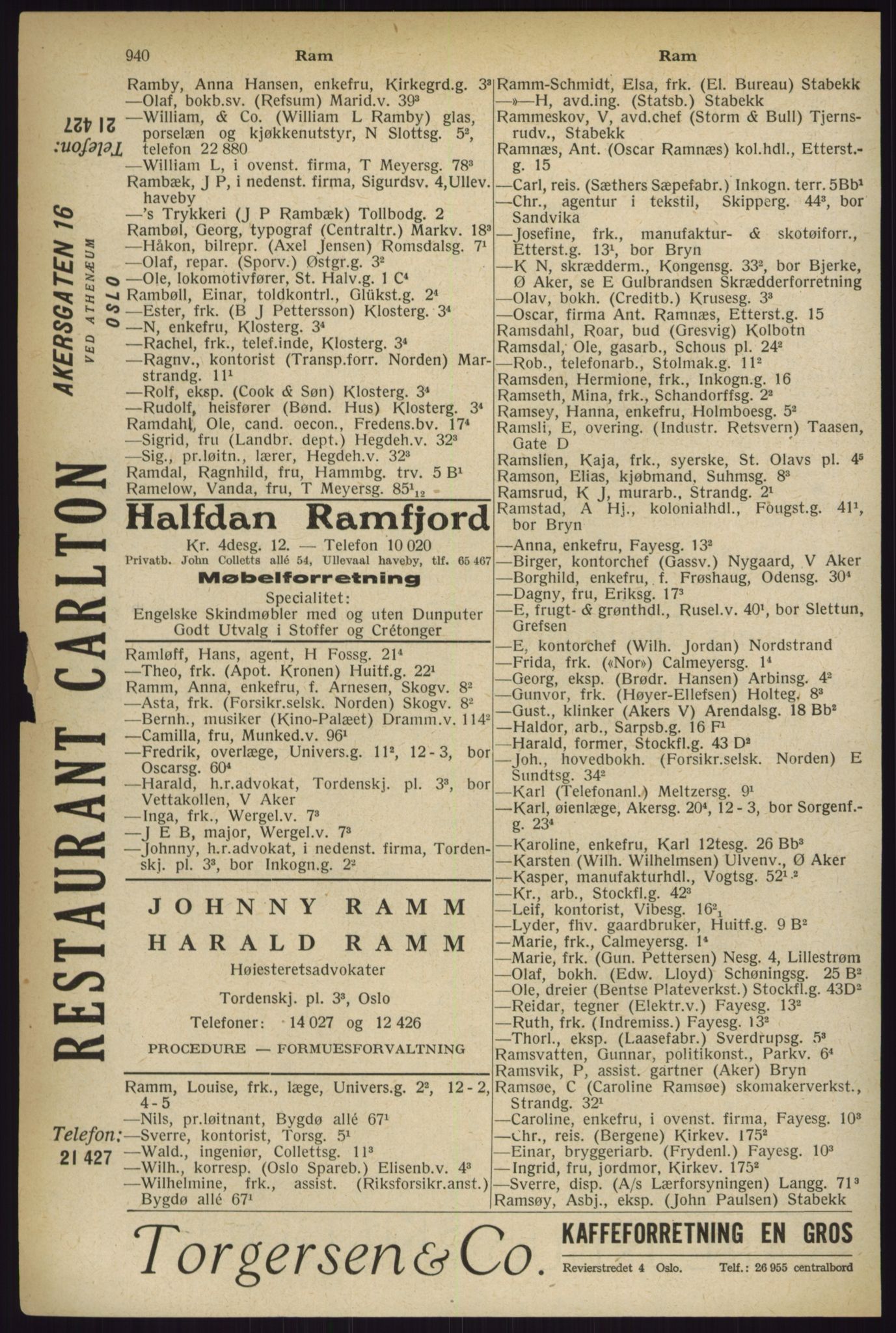 Kristiania/Oslo adressebok, PUBL/-, 1927, s. 940