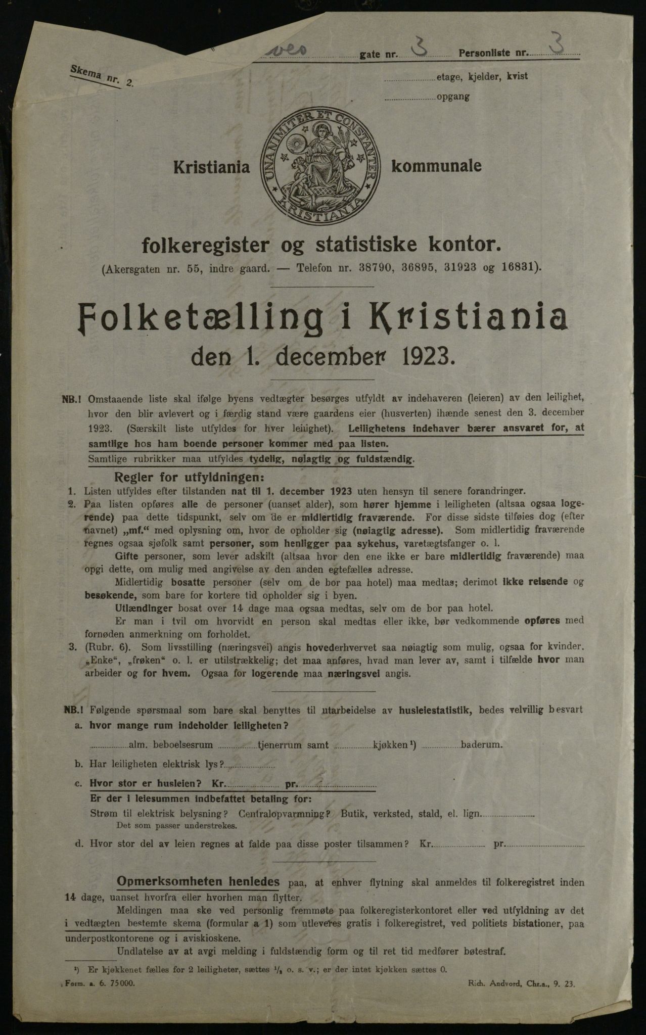 OBA, Kommunal folketelling 1.12.1923 for Kristiania, 1923, s. 99356