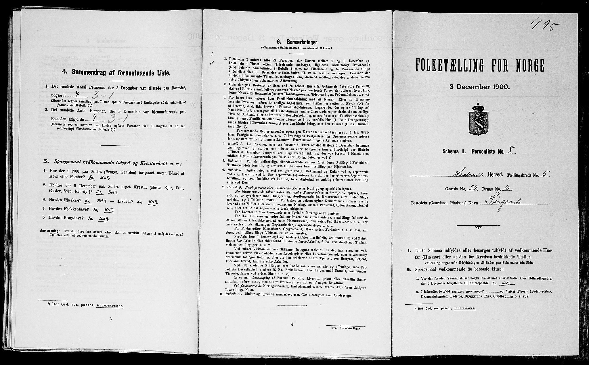 SAST, Folketelling 1900 for 1124 Haaland herred, 1900, s. 832
