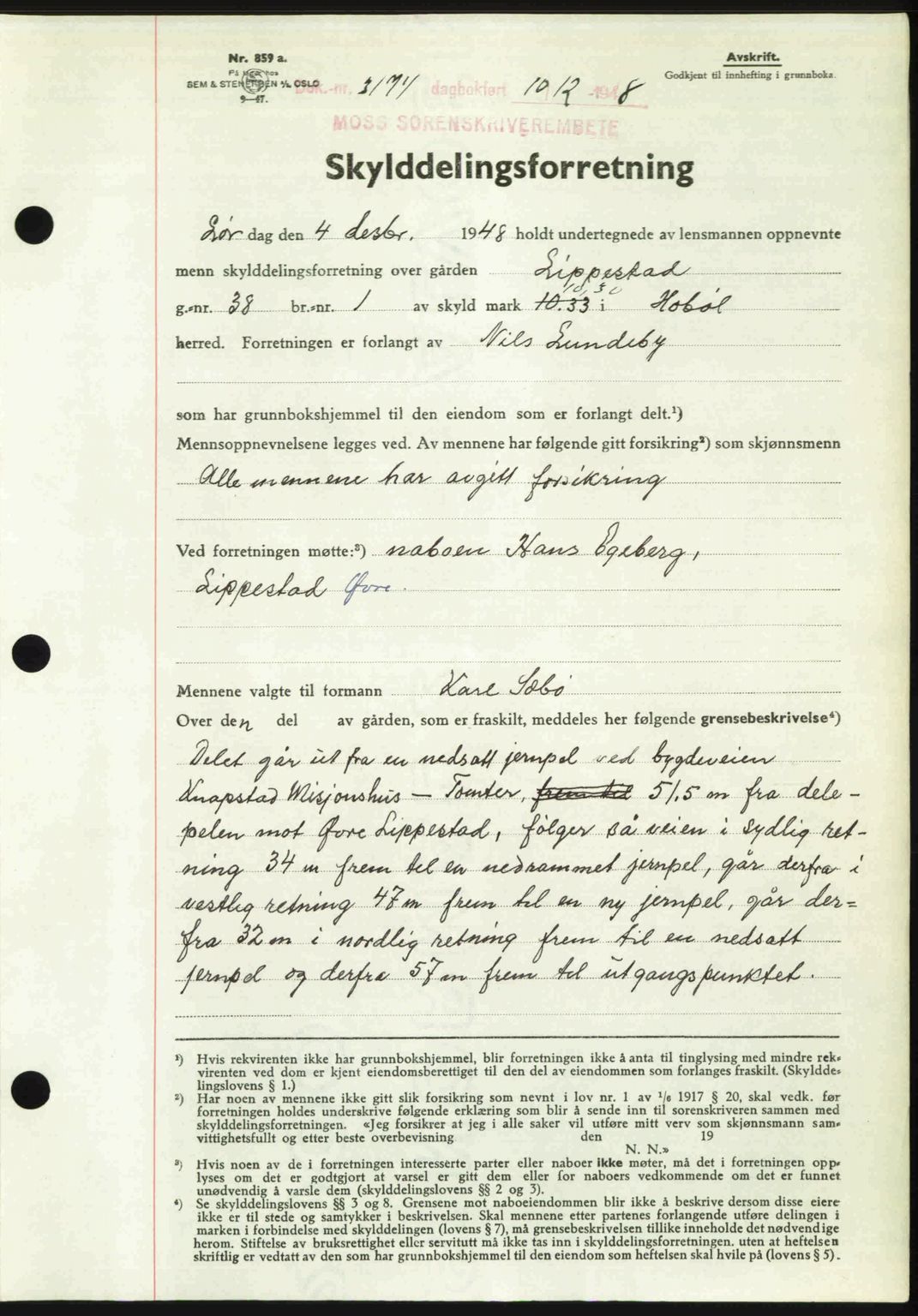 Moss sorenskriveri, SAO/A-10168: Pantebok nr. A20, 1948-1948, Dagboknr: 3174/1948