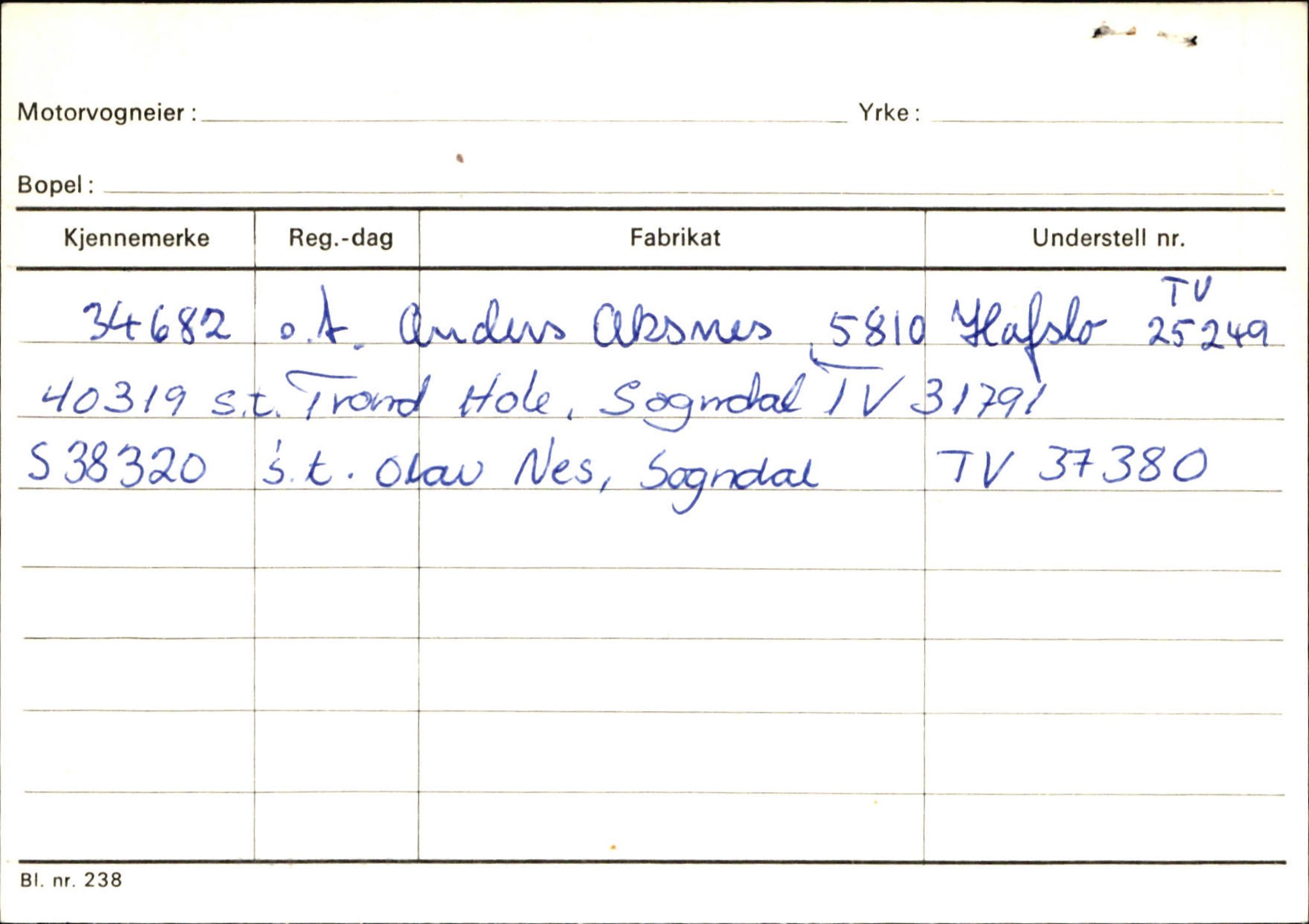 Statens vegvesen, Sogn og Fjordane vegkontor, AV/SAB-A-5301/4/F/L0125: Eigarregister Sogndal V-Å. Aurland A-Å. Fjaler A-N, 1945-1975, s. 69