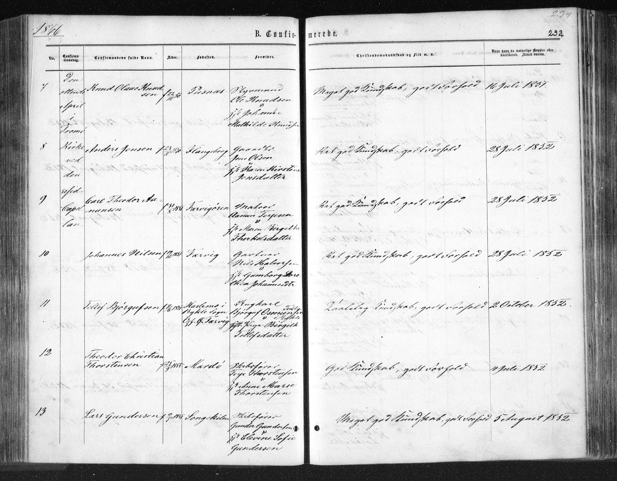 Tromøy sokneprestkontor, AV/SAK-1111-0041/F/Fa/L0007: Ministerialbok nr. A 7, 1864-1869, s. 234