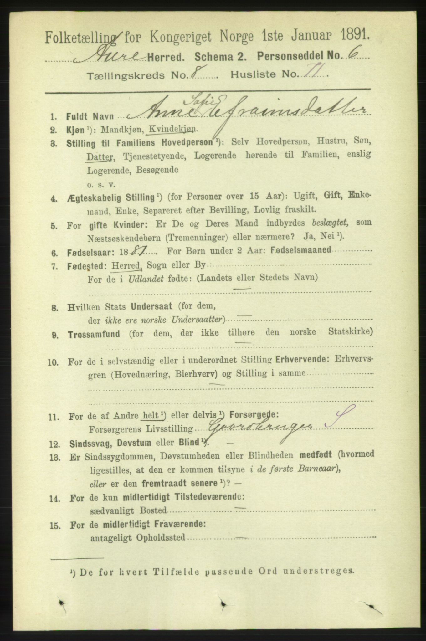 RA, Folketelling 1891 for 1569 Aure herred, 1891, s. 4718