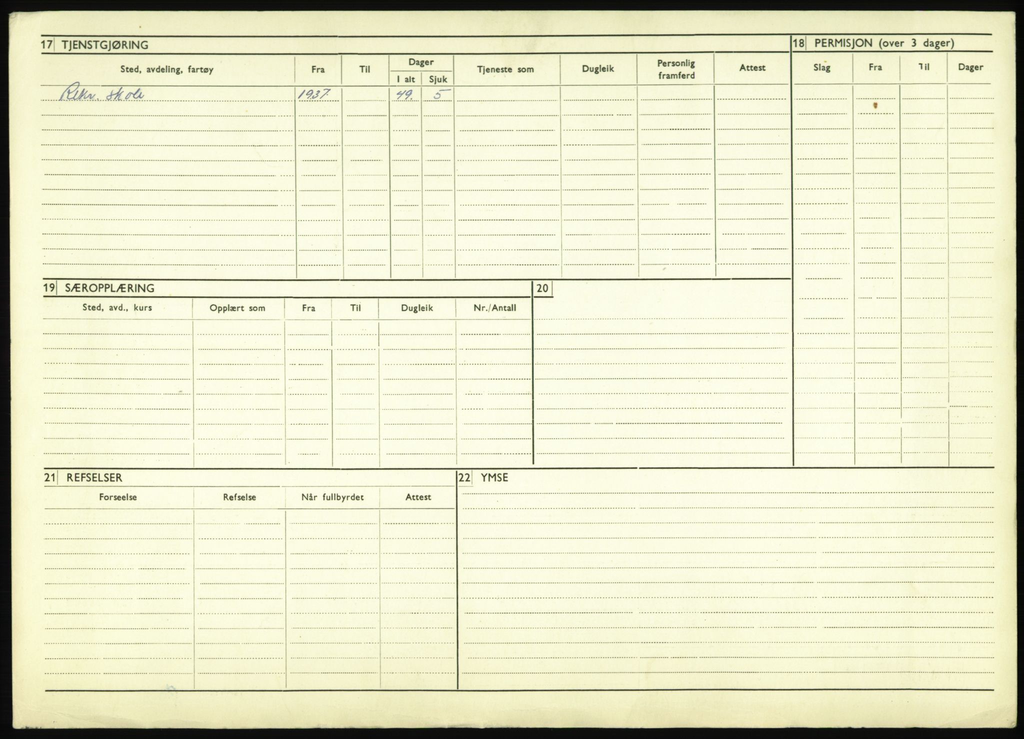 Forsvaret, Troms infanteriregiment nr. 16, AV/RA-RAFA-3146/P/Pa/L0021: Rulleblad for regimentets menige mannskaper, årsklasse 1937, 1937, s. 448