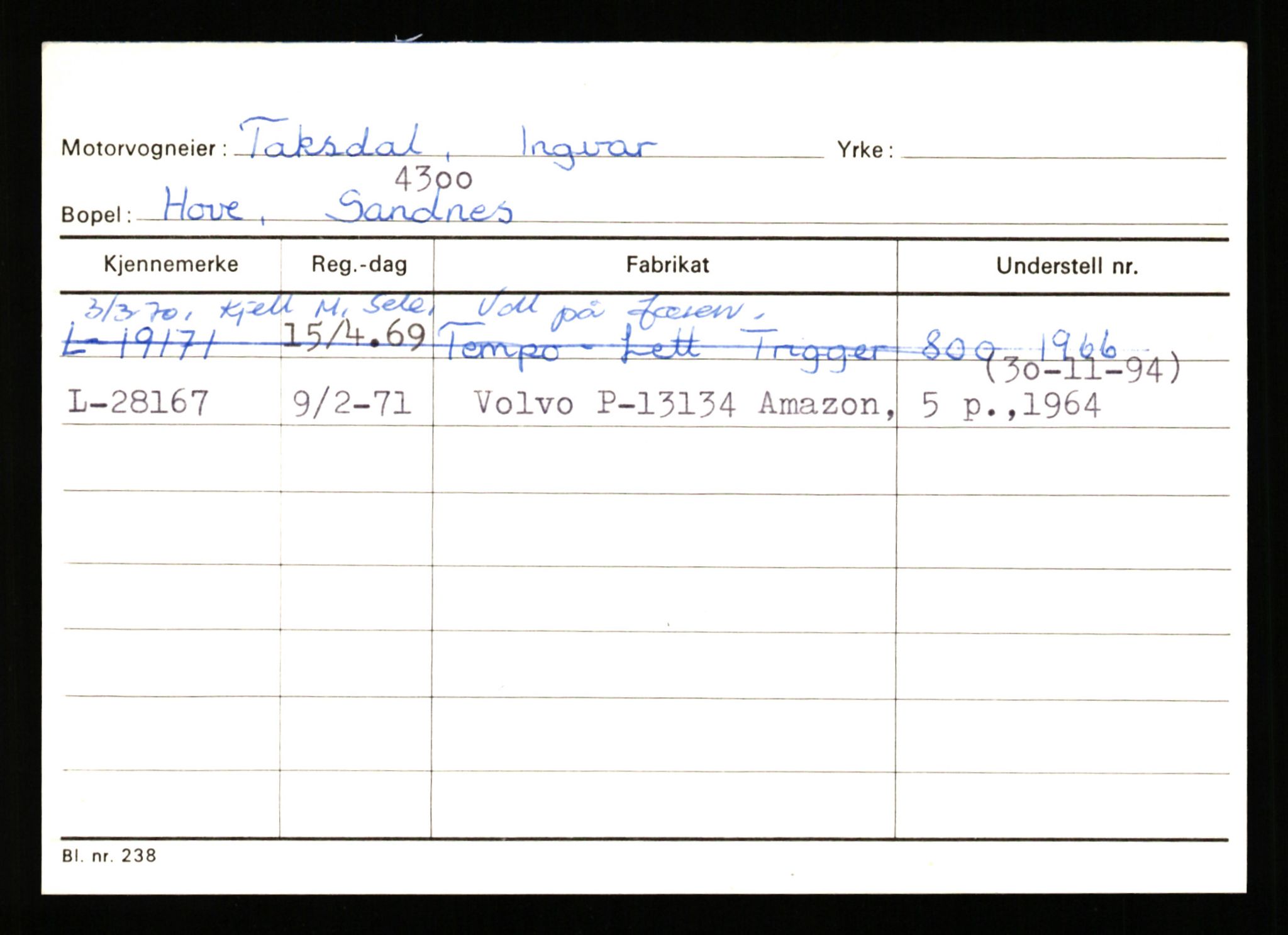 Stavanger trafikkstasjon, AV/SAST-A-101942/0/H/L0038: Sørbø - Tjeltveit, 1930-1971, s. 1145