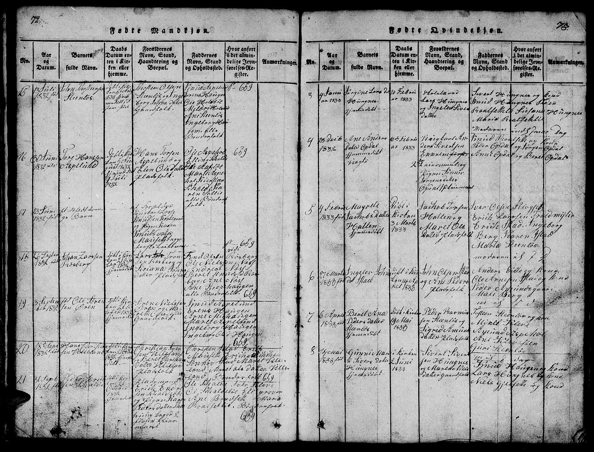 Ministerialprotokoller, klokkerbøker og fødselsregistre - Møre og Romsdal, AV/SAT-A-1454/557/L0683: Klokkerbok nr. 557C01, 1818-1862, s. 72-73