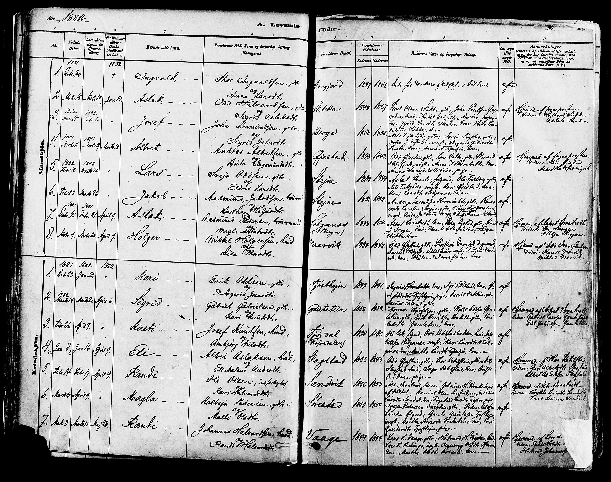 Suldal sokneprestkontor, AV/SAST-A-101845/01/IV/L0011: Ministerialbok nr. A 11, 1878-1900, s. 16