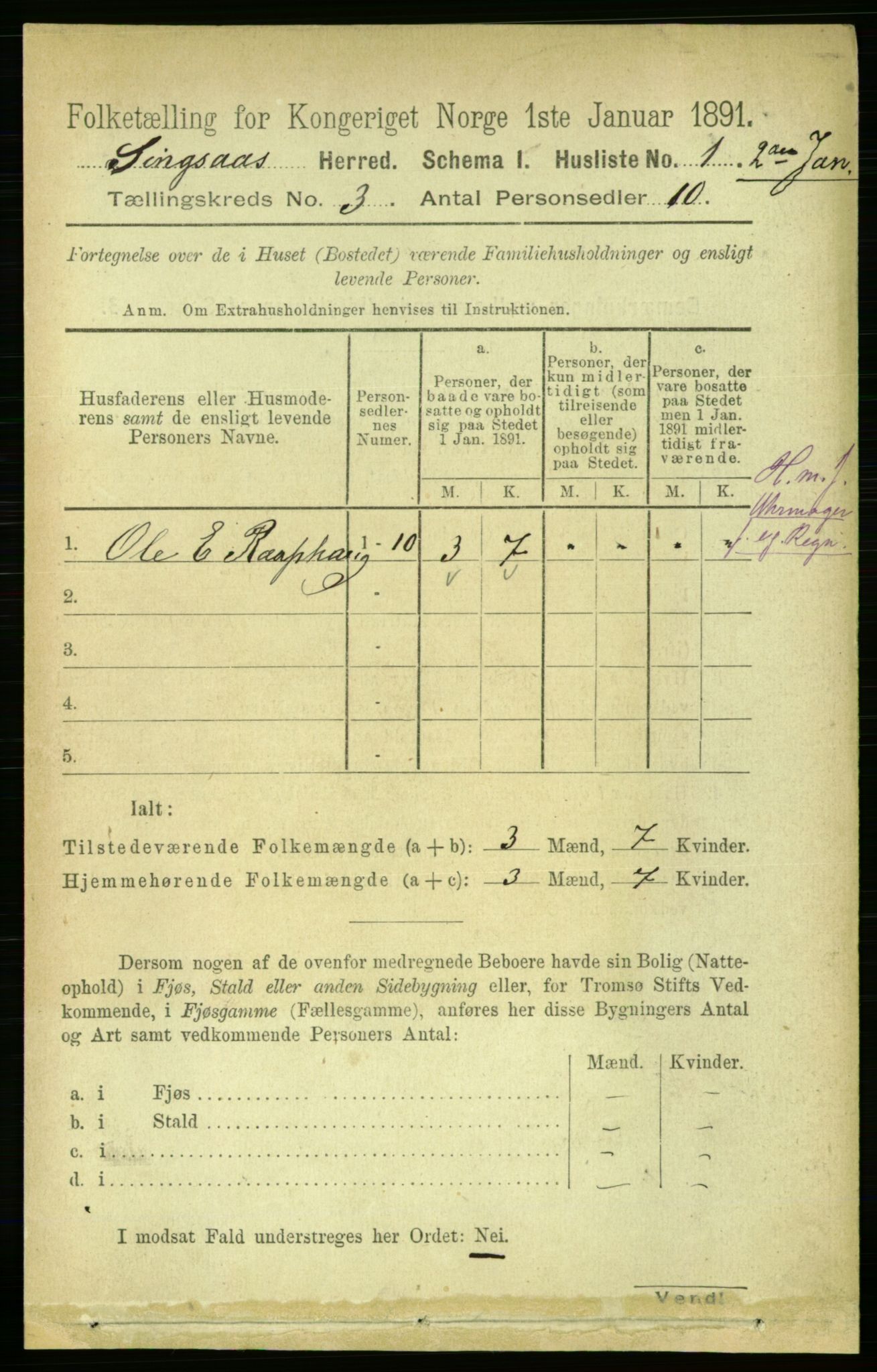 RA, Folketelling 1891 for 1646 Singsås herred, 1891, s. 502