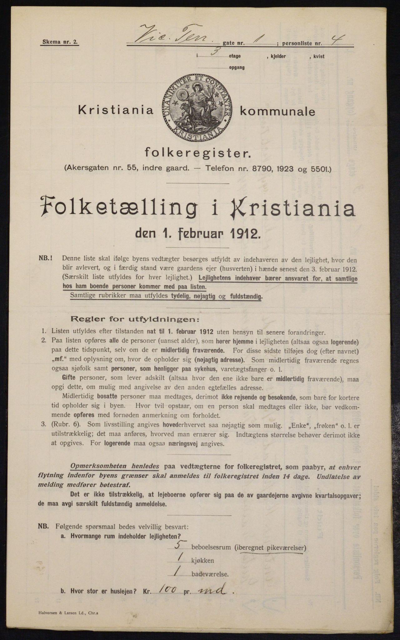 OBA, Kommunal folketelling 1.2.1912 for Kristiania, 1912, s. 123437