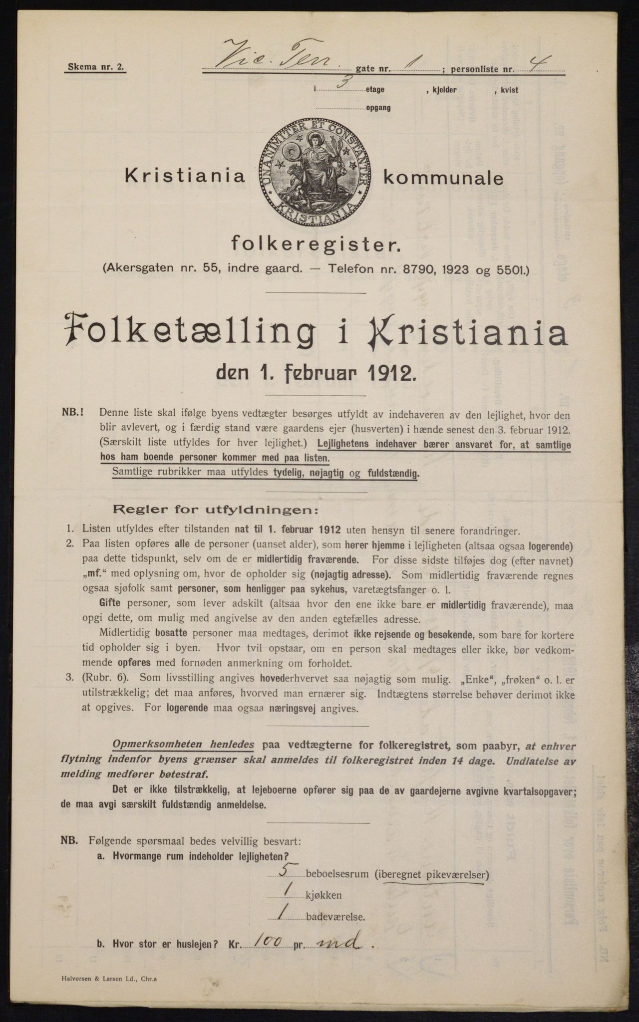 OBA, Kommunal folketelling 1.2.1912 for Kristiania, 1912, s. 123437