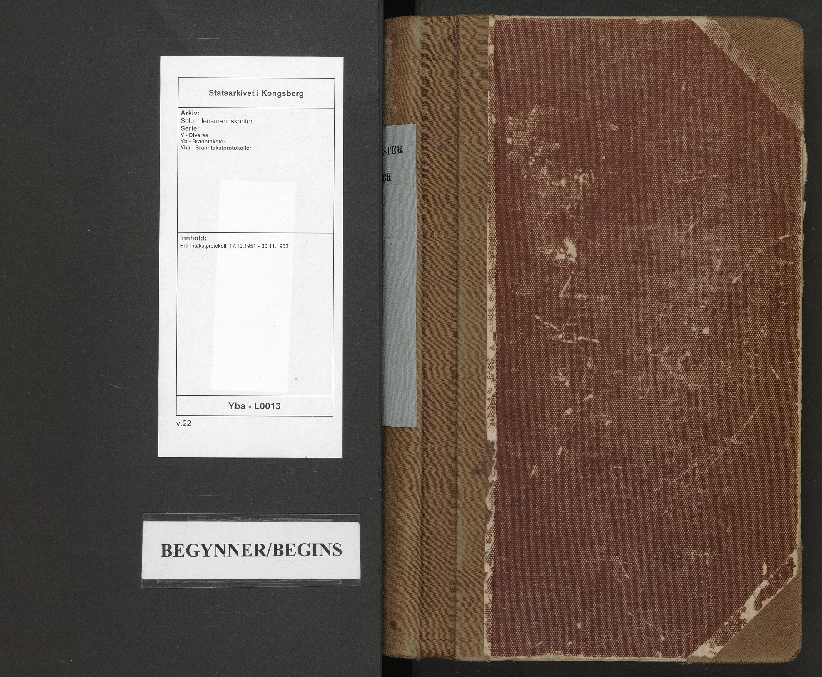 Solum lensmannskontor, AV/SAKO-A-575/Y/Yb/Yba/L0013: Branntakstprotokoll, 1951-1953