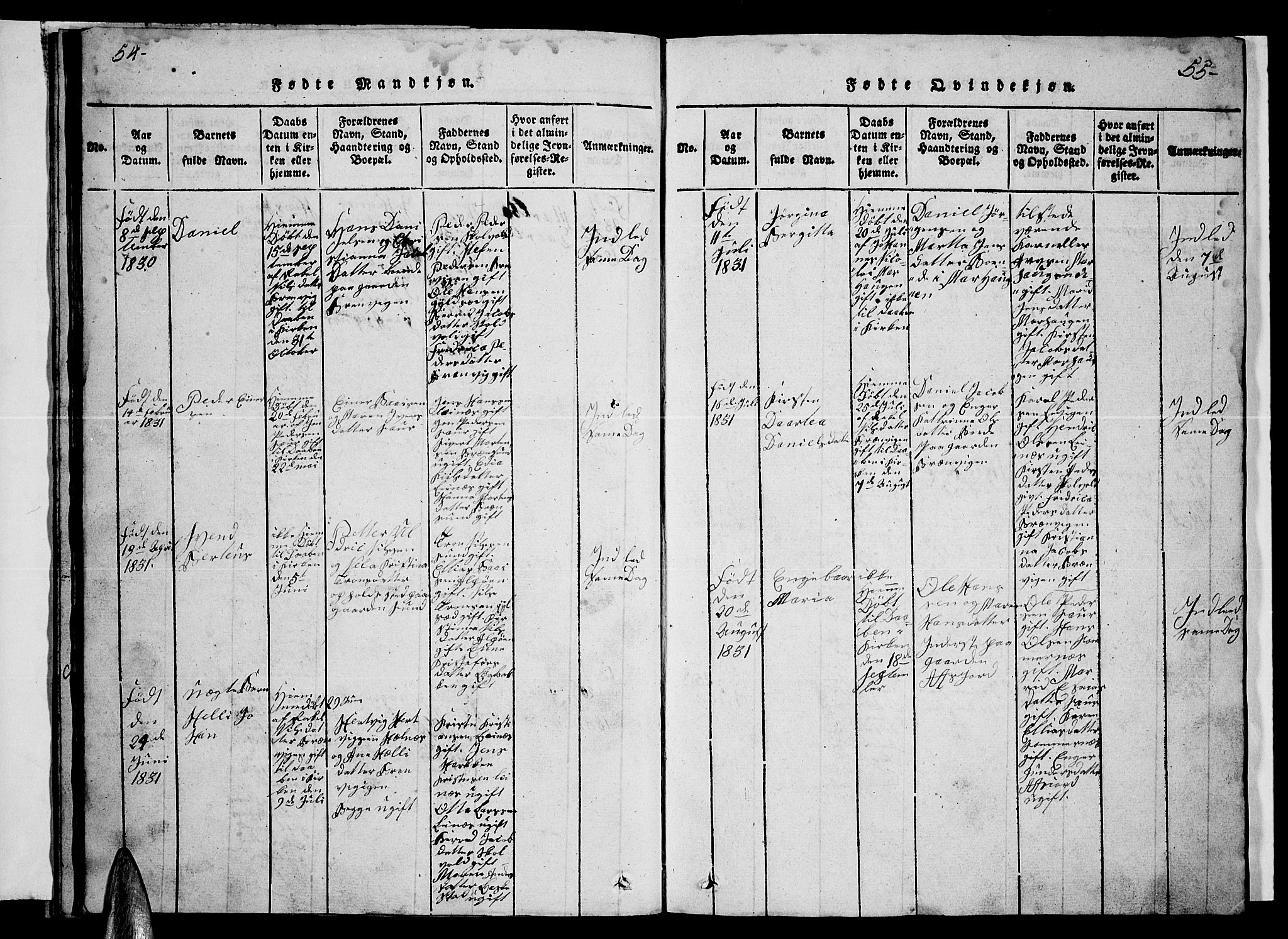 Ministerialprotokoller, klokkerbøker og fødselsregistre - Nordland, AV/SAT-A-1459/857/L0826: Klokkerbok nr. 857C01, 1821-1852, s. 54-55